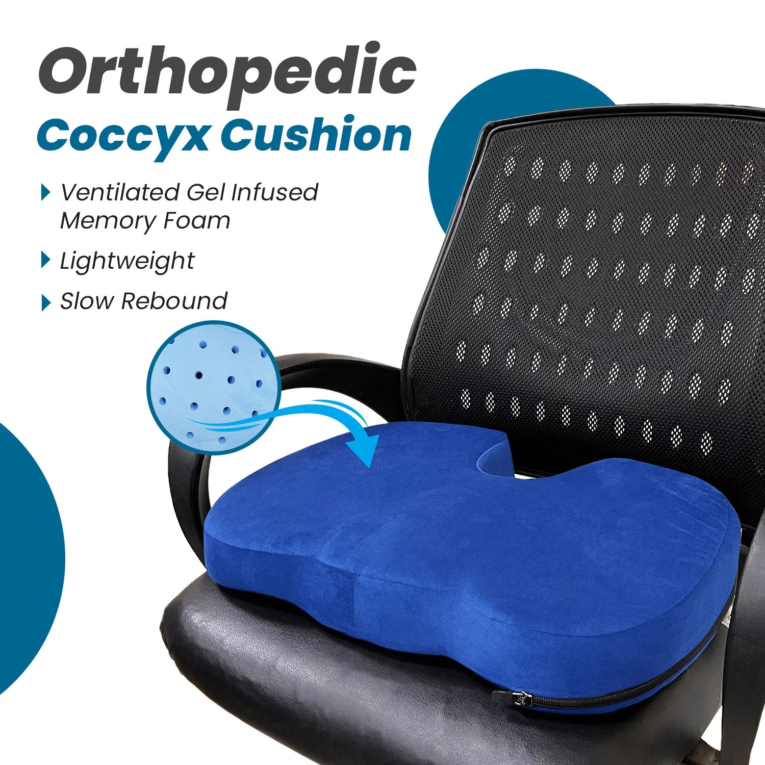 Coccyx Pillow with Ventilated Cooling Gel