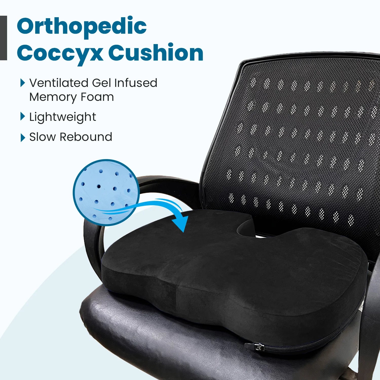 Coccyx Pillow with Ventilated Cooling Gel