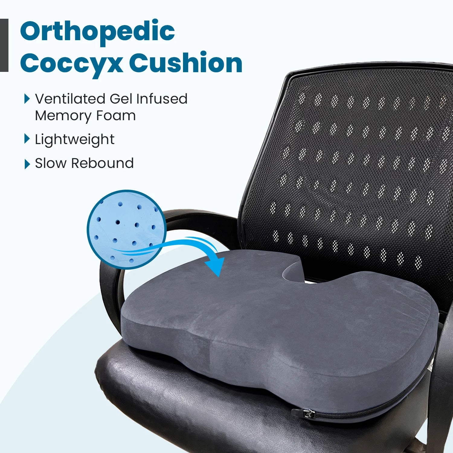 Coccyx Pillow with Ventilated Cooling Gel