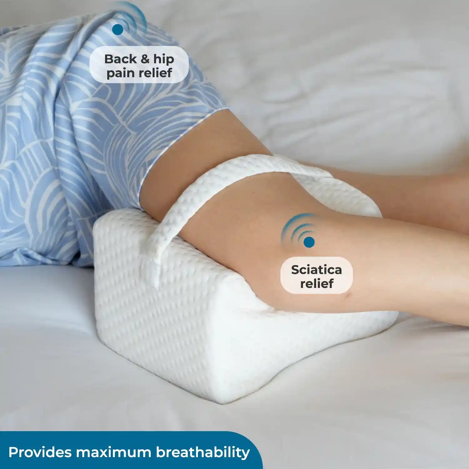 Knee Pillow with Orthopedic Memory Foam For Knee & Leg Support - Pillow for Side Sleeper