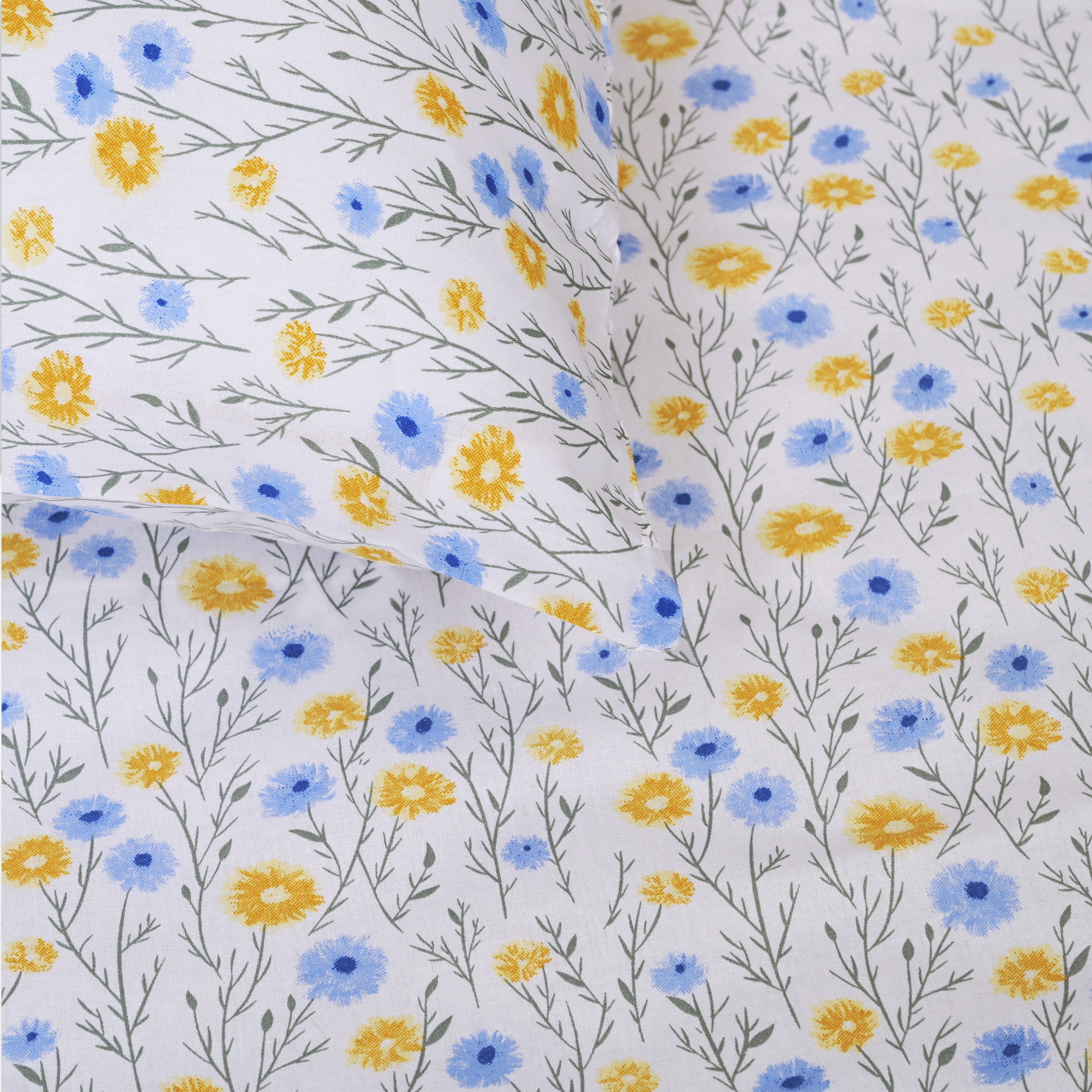Ditsy Florals, 100% Cotton Double Bedsheet, 180 TC with 2 Pillow Cover