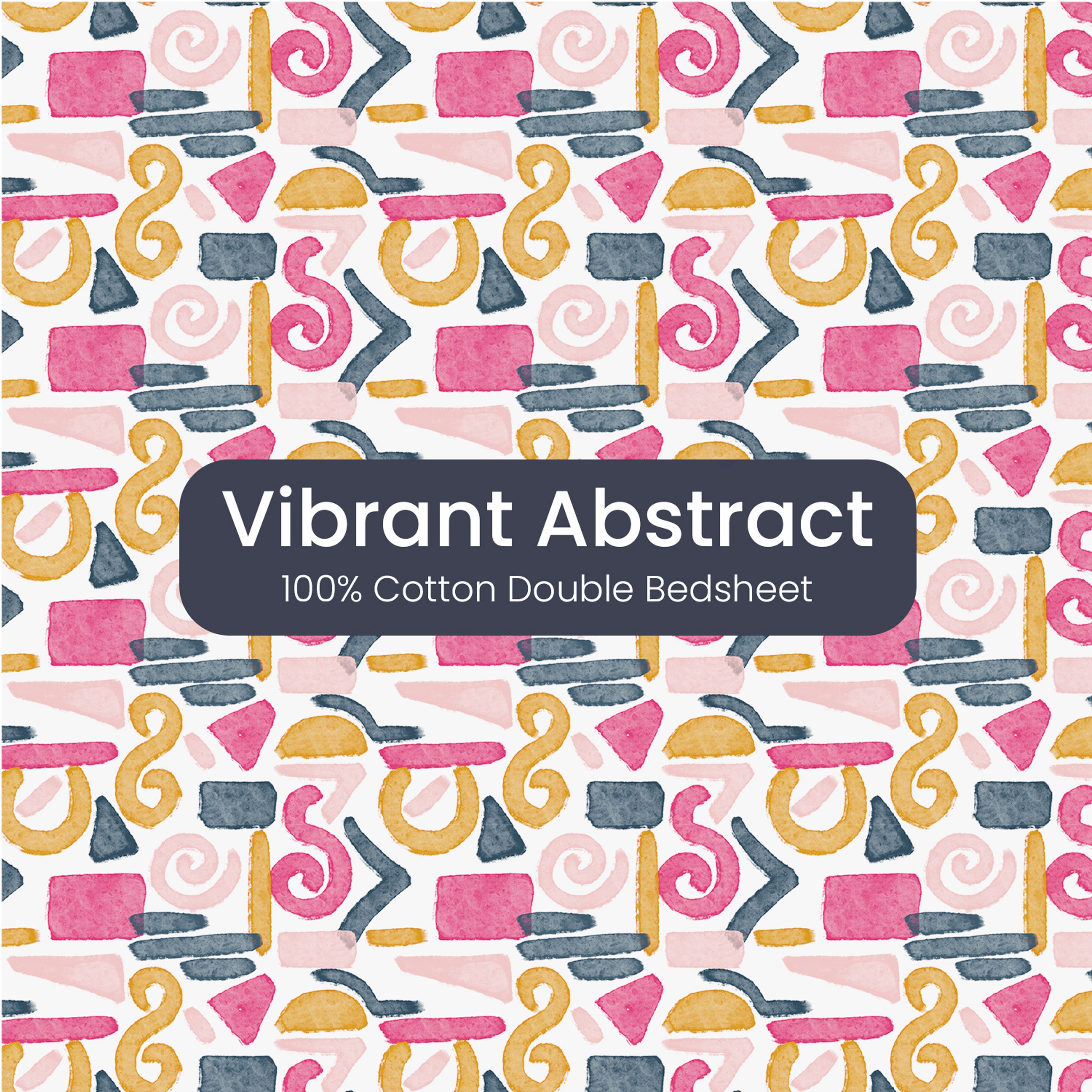 Vibrant Abstract Art, 100% Cotton Double Bedsheet, 180 TC with 2 Pillow Cover