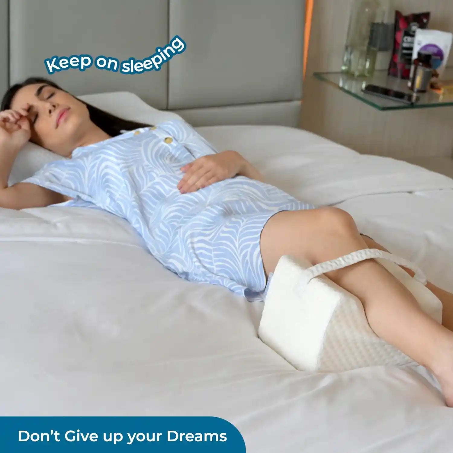 Knee Pillow with Orthopedic Memory Foam For Knee & Leg Support - Pillow for Side Sleeper