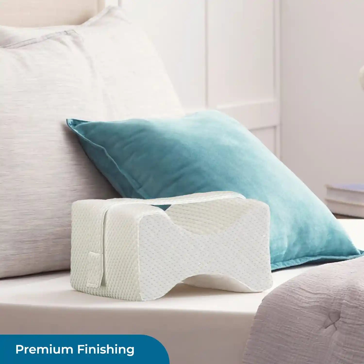 Knee Pillow with Orthopedic Memory Foam For Knee & Leg Support - Pillow for Side Sleeper