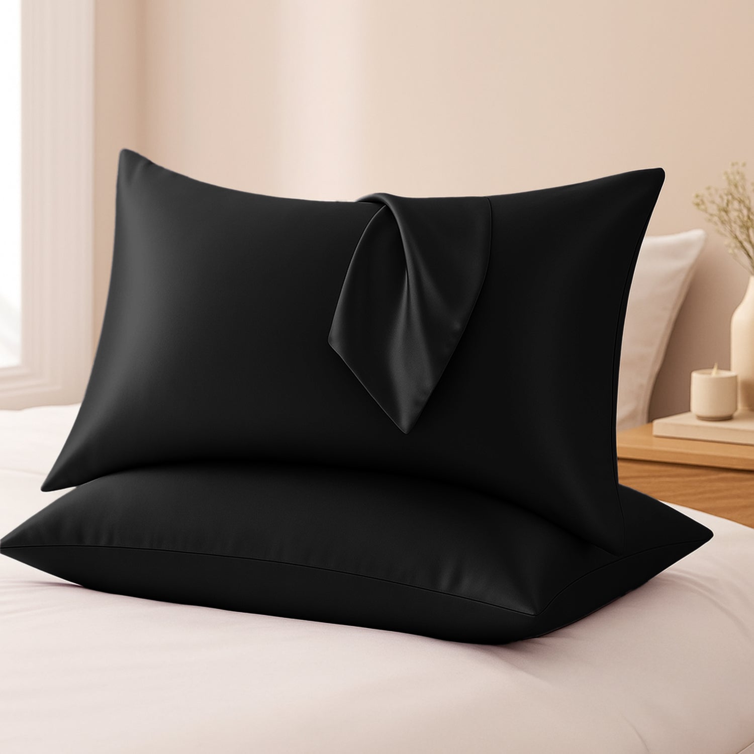Satin Pillow Cover Black