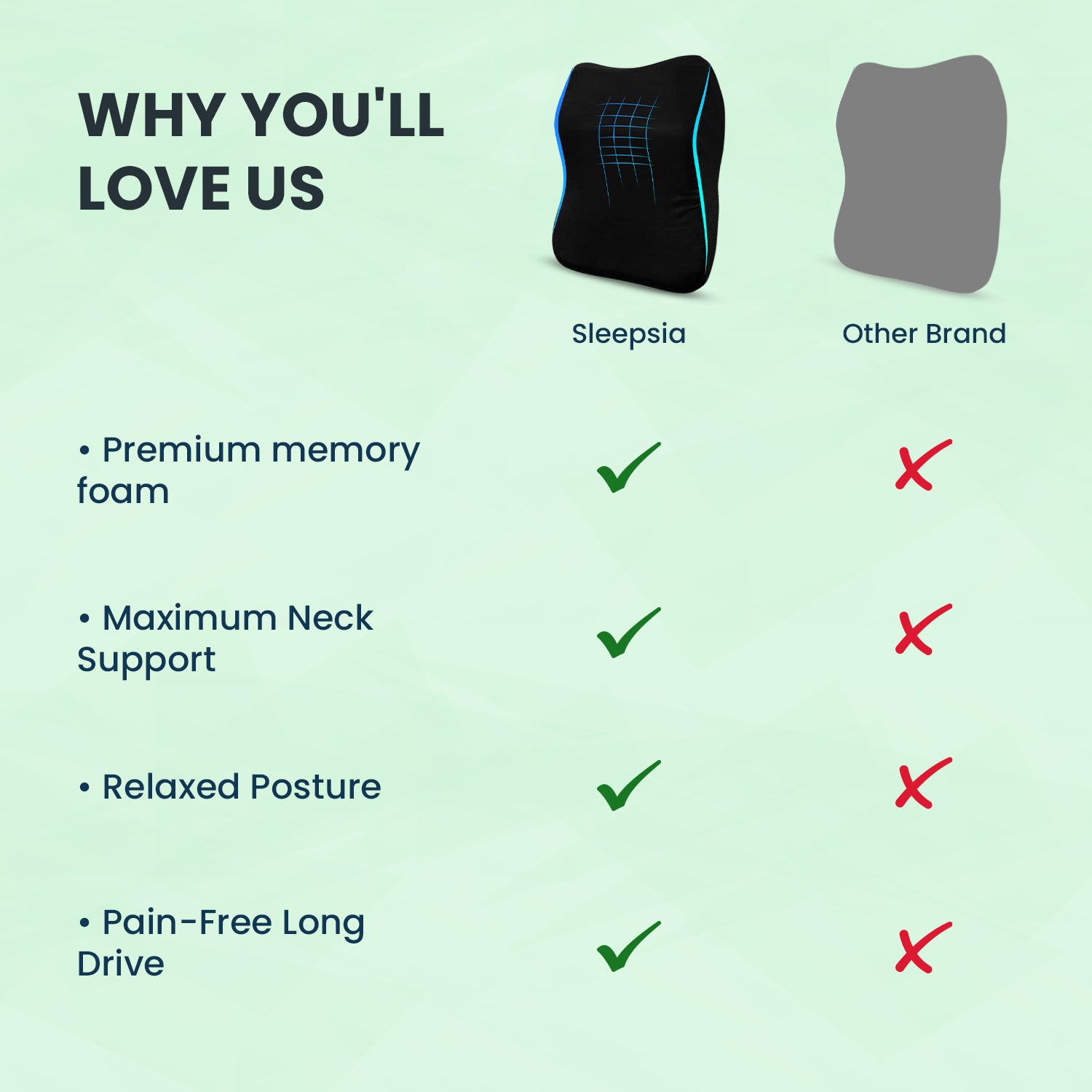 Car Neck Rest Pillow with Memory Foam