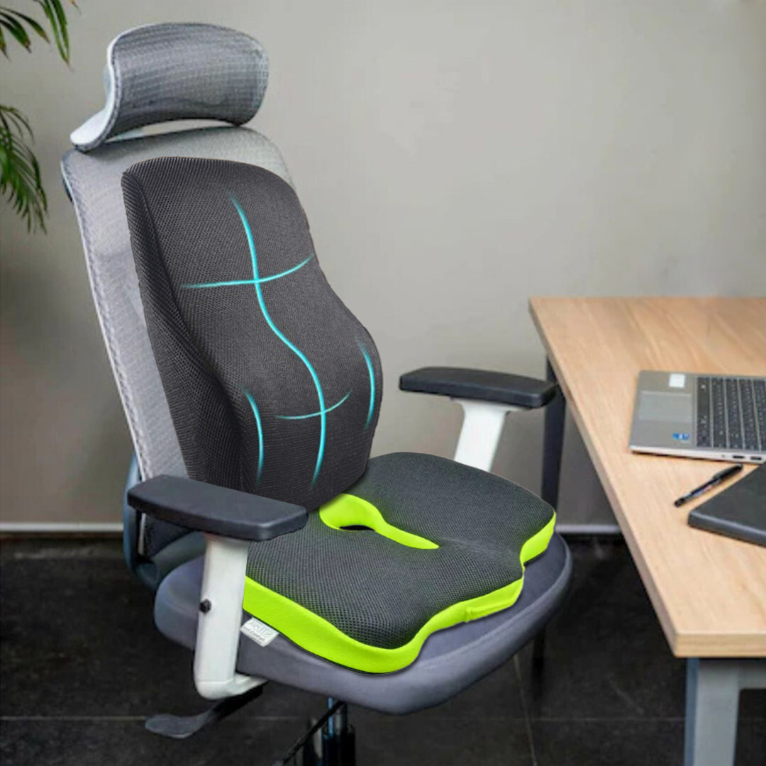 Lumbar Support & Coccyx Cushion Combo for Tailbone Relief, Spine Support & Sitting Comfort