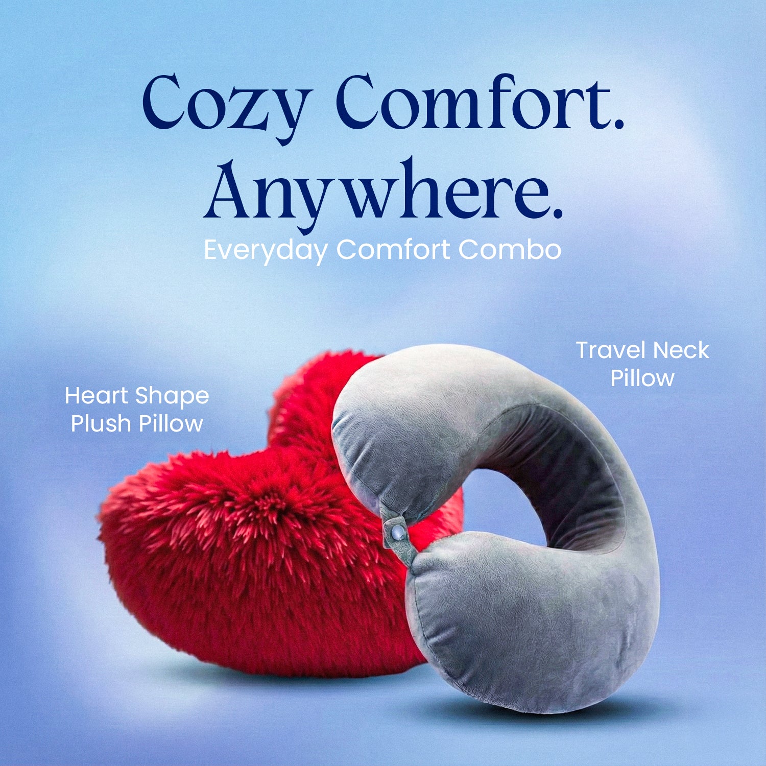 Heart Shape Pillow & Travel Neck Pillow- Combo