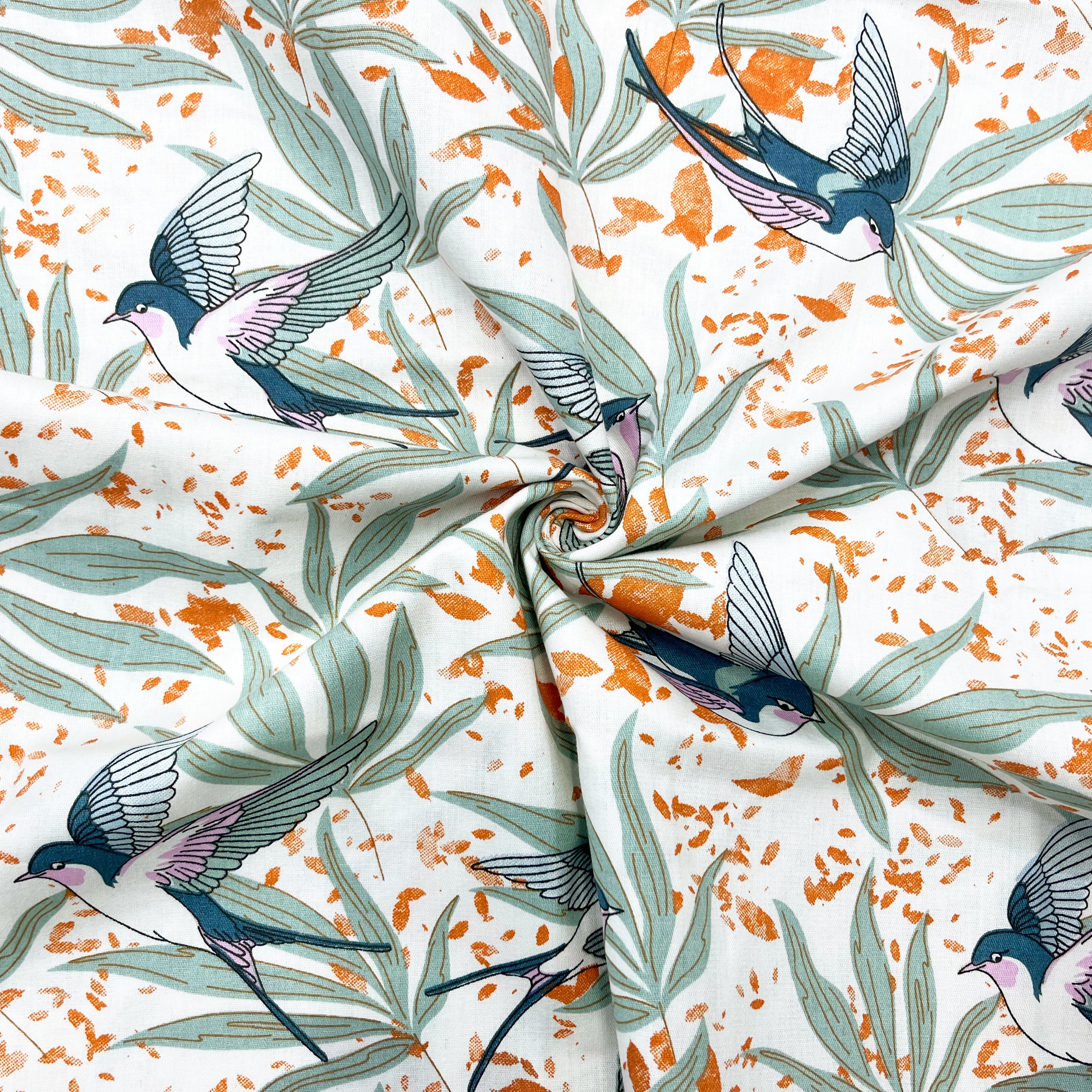 Fall Birds Flora, 100% Cotton Double Bedsheet, 180 TC