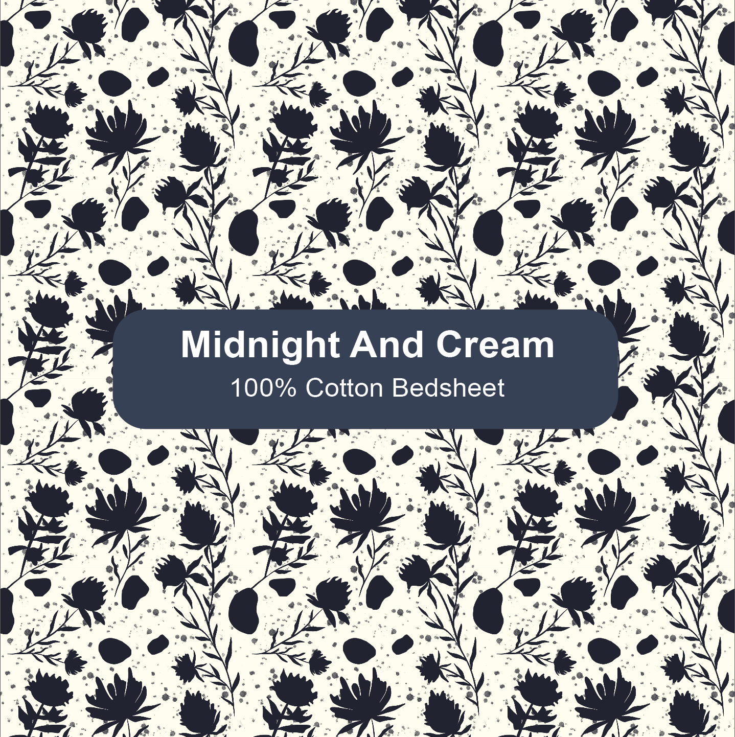Midnight Blooms, 100% Cotton Double Bedsheet, 180 TC