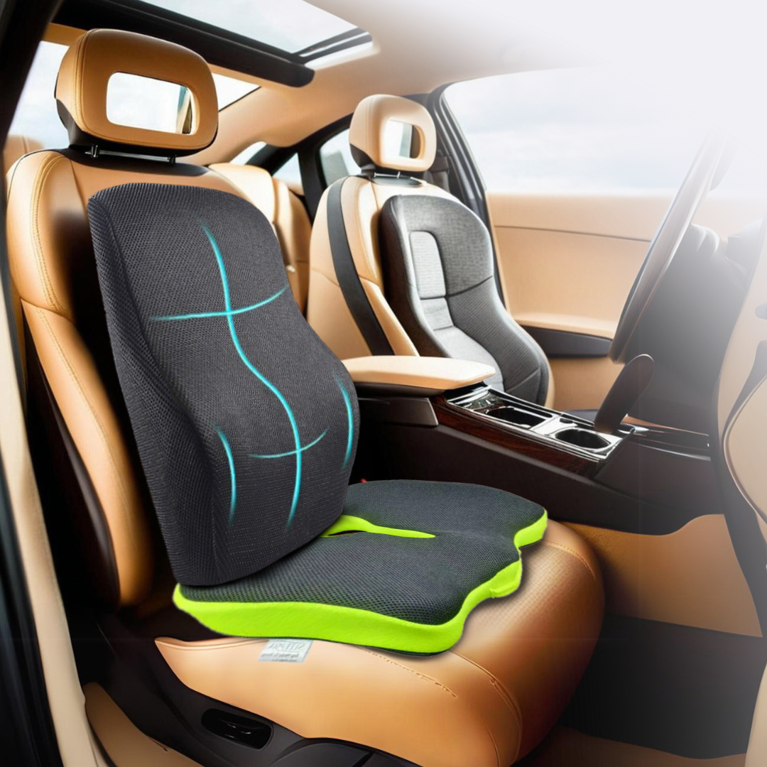 Orthopedic Memory Foam Lumbar Support Backrest Cushion Coccyx Seat Cushion (Combo) For Sciatica, Tailbone Back Pain Relief