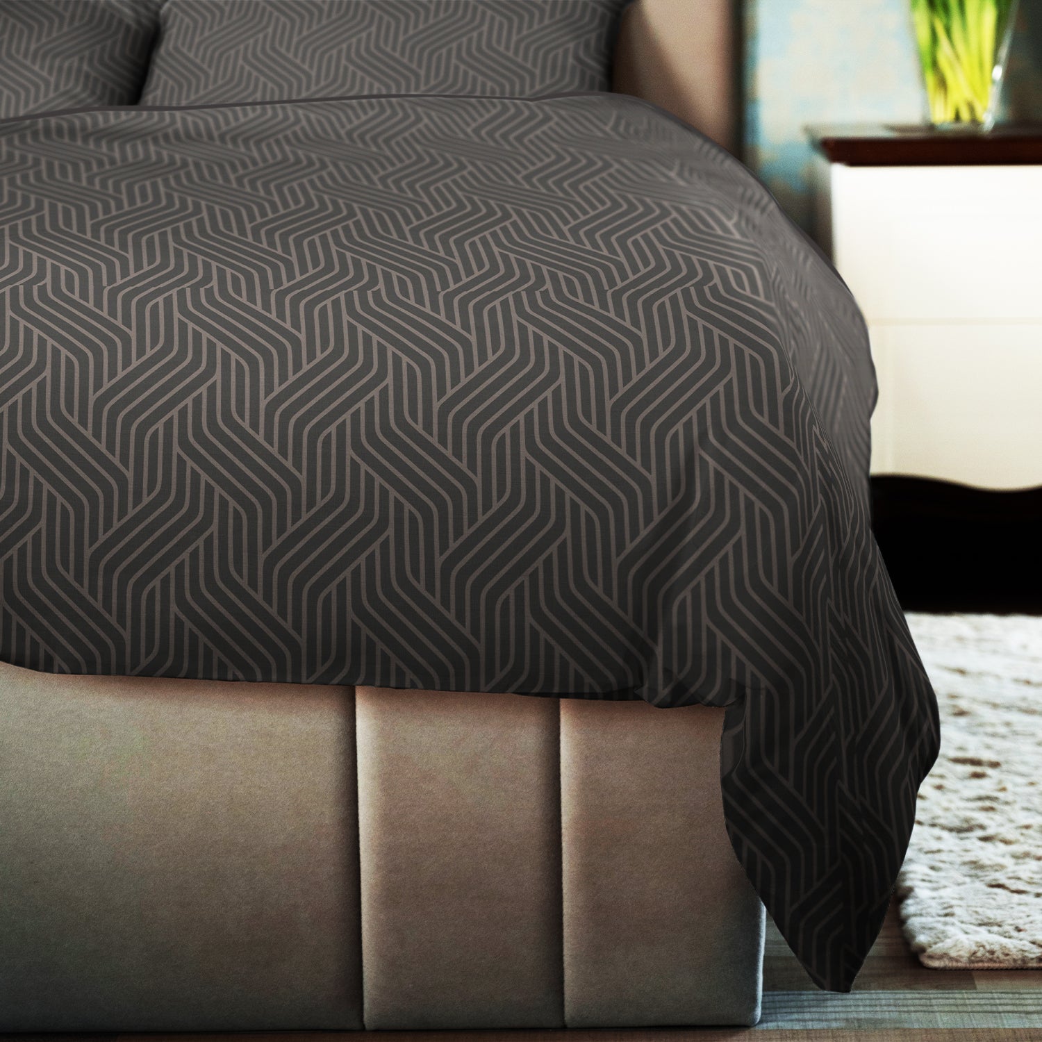 Cocoa Waves, 100% Satin Double Bedsheet, 300 TC with 2 Pillow Cover | Queen Size Bedsheets
