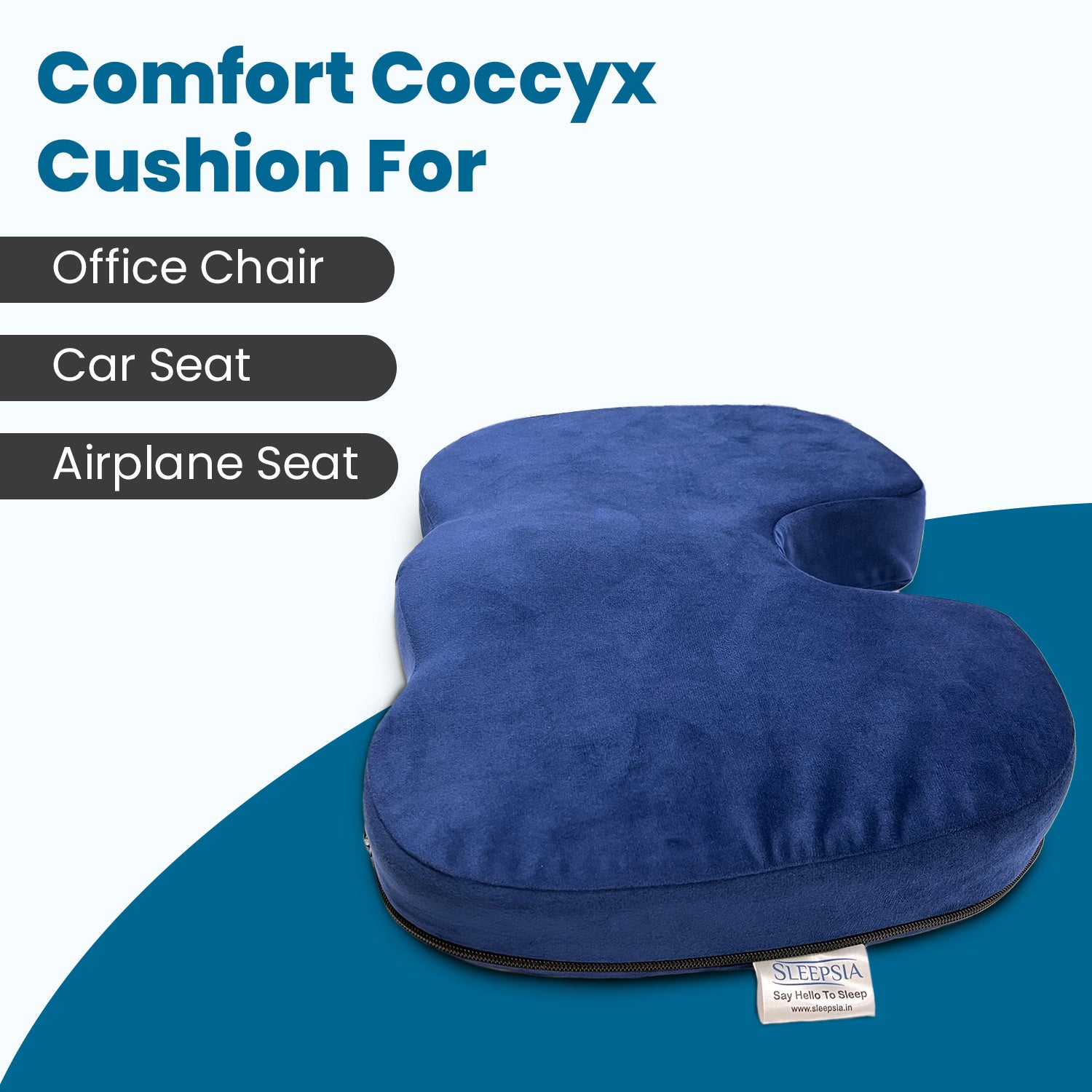 Orthopedic Memory Foam Coccyx  Seat Cushion for Tailbone, Sciatica & Back Pain Relief