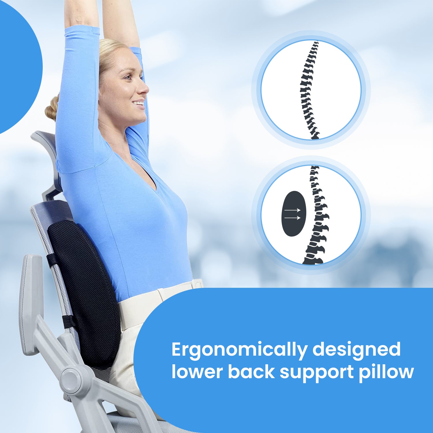 Orthopedic Memory Foam Half-Lumbar Support Backrest Cushion