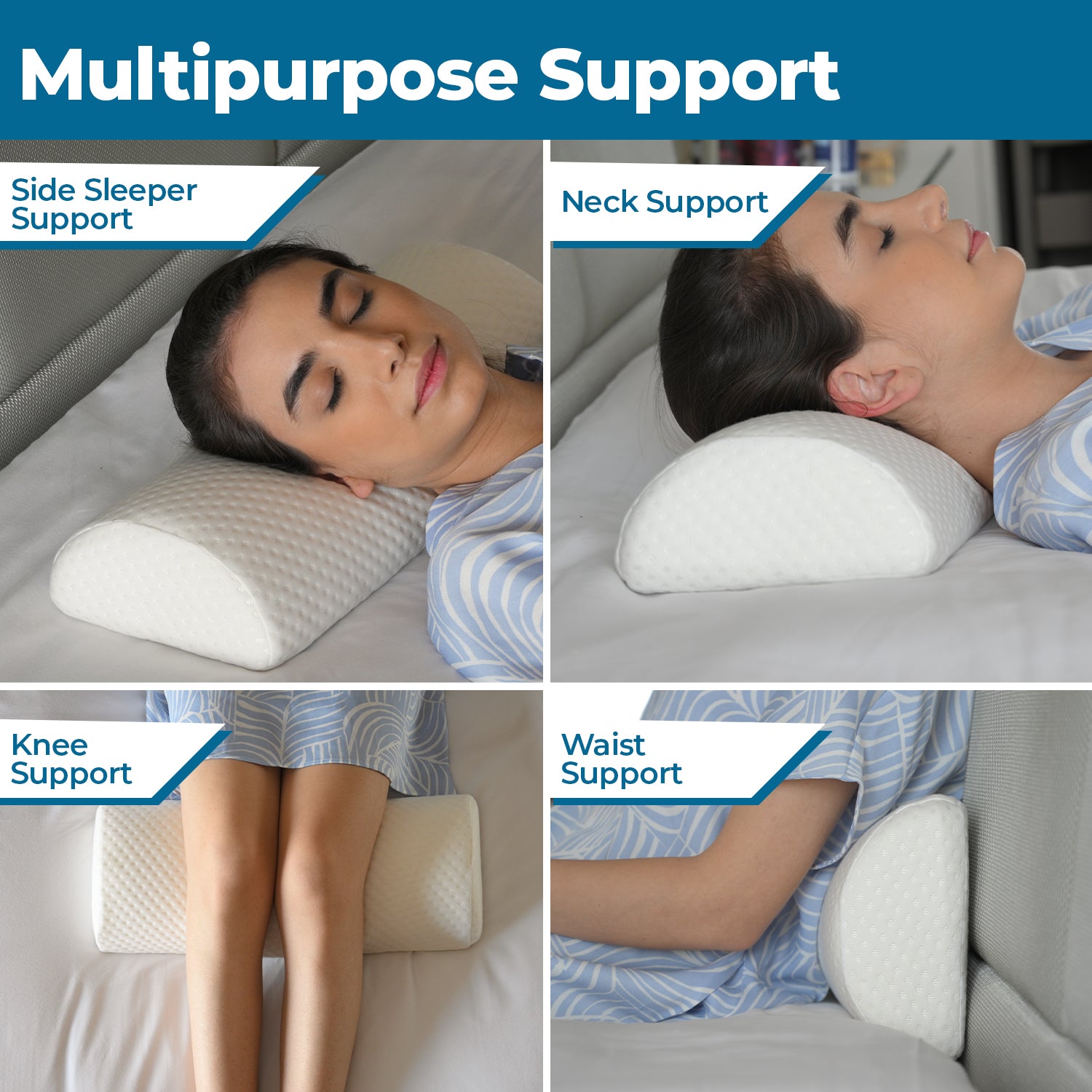 Orthopedic Memory Foam Knee & Leg Support Half-Moon Pillow