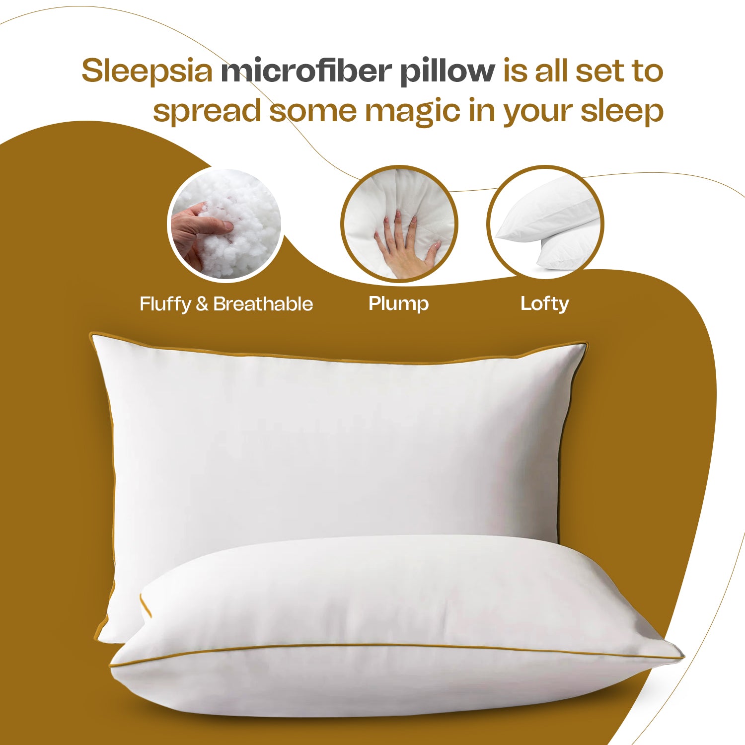 Super-Soft & Fluffy Microfiber Sleeping Pillow with Piping (Hotel Pillow)