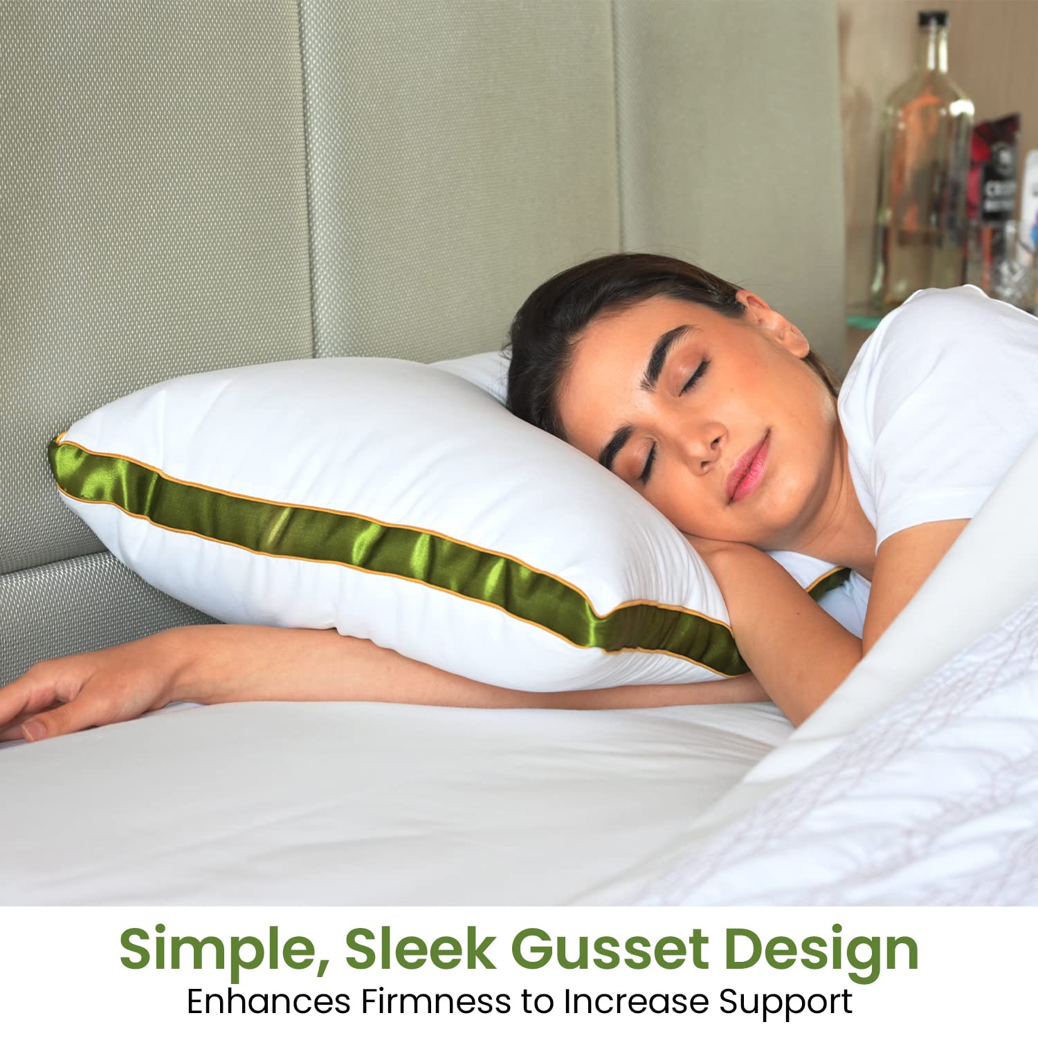 Super-Soft & Fluffy Microfiber Sleeping Pillow with Strip (Hotel Pillow)