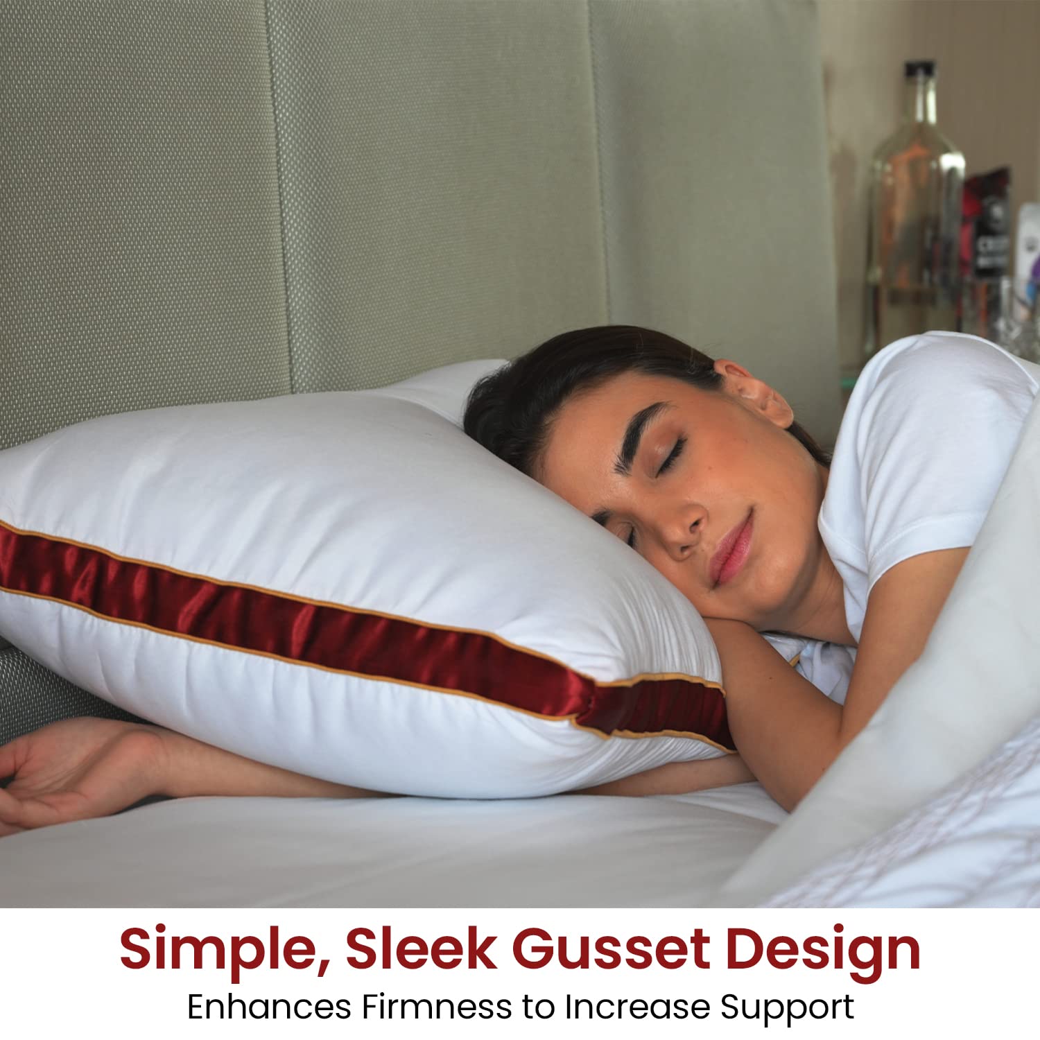 Super-Soft & Fluffy Microfiber Sleeping Pillow with Strip (Hotel Pillow)