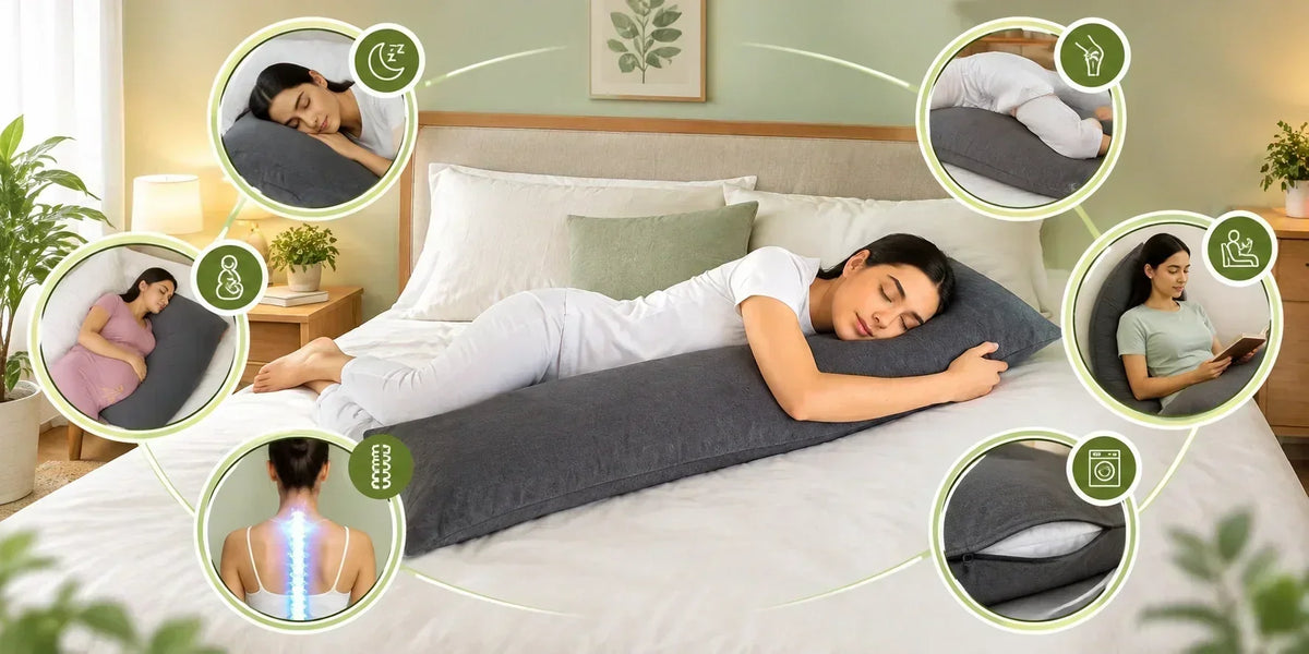 Long body pillow for bed