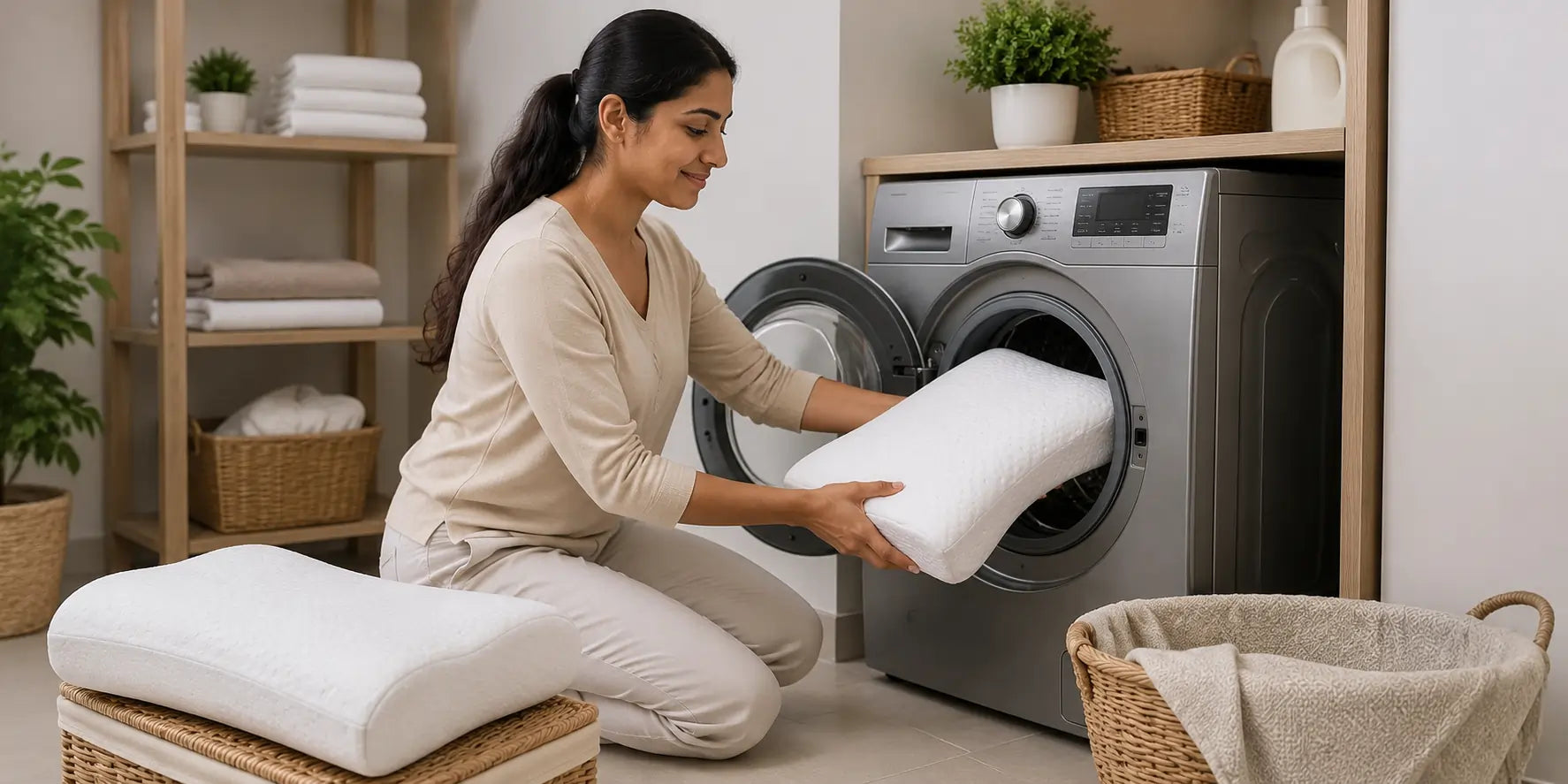 Memory Foam Pillow in Washing Machine