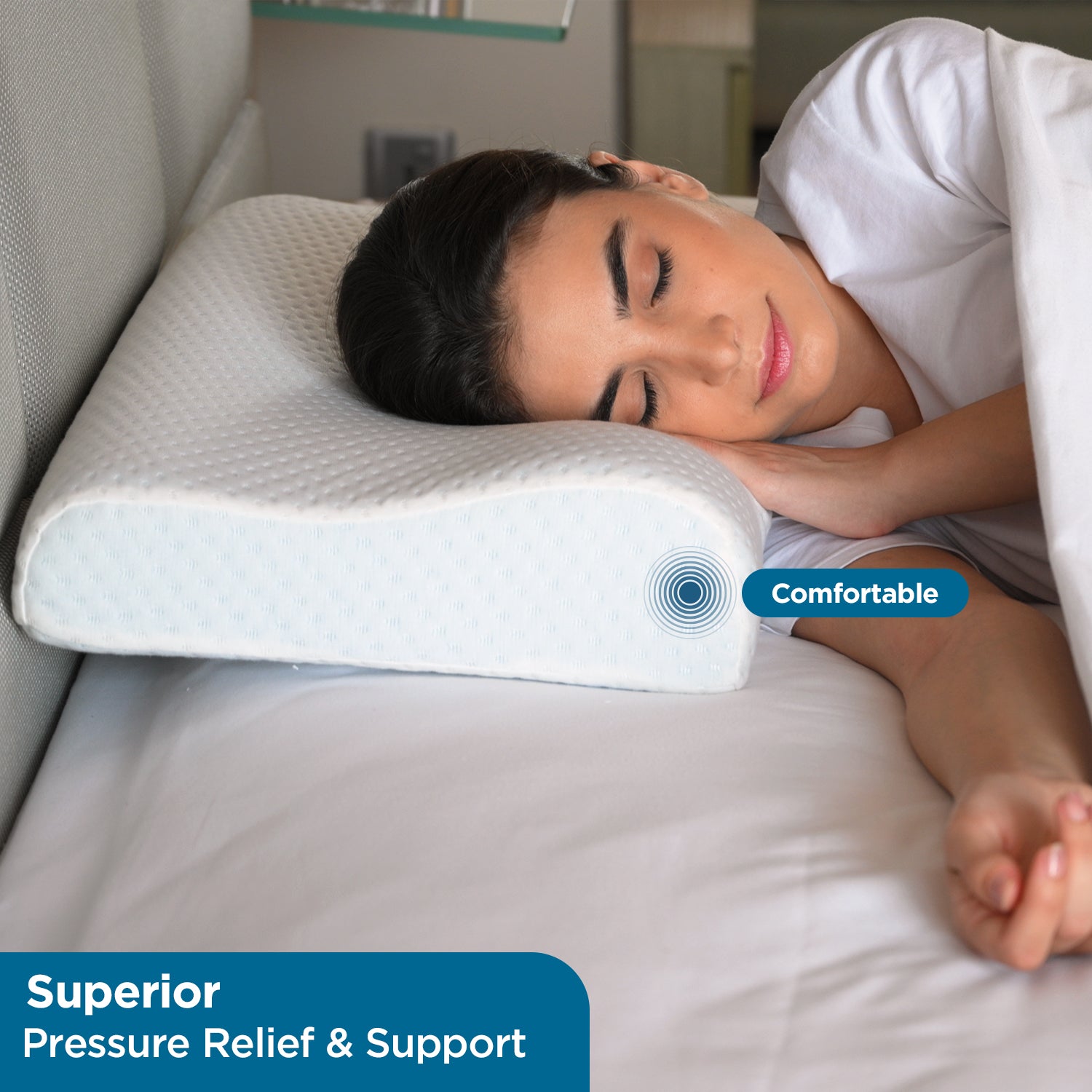 Contoured Orthopedic Memory Foam Pillow with Cooling Gel
