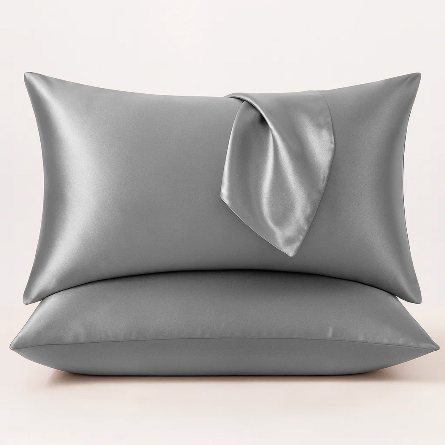 Sleepsia India Pvt Ltd Satin Pillow Cover Silver