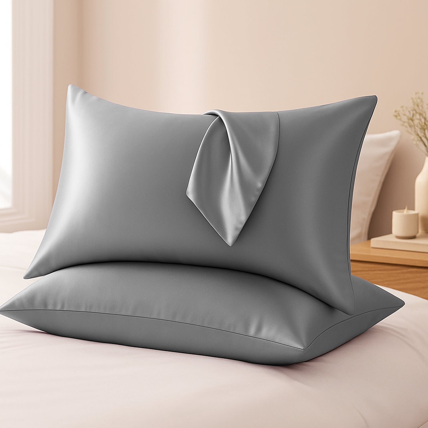 Satin Pillow Cover Silver