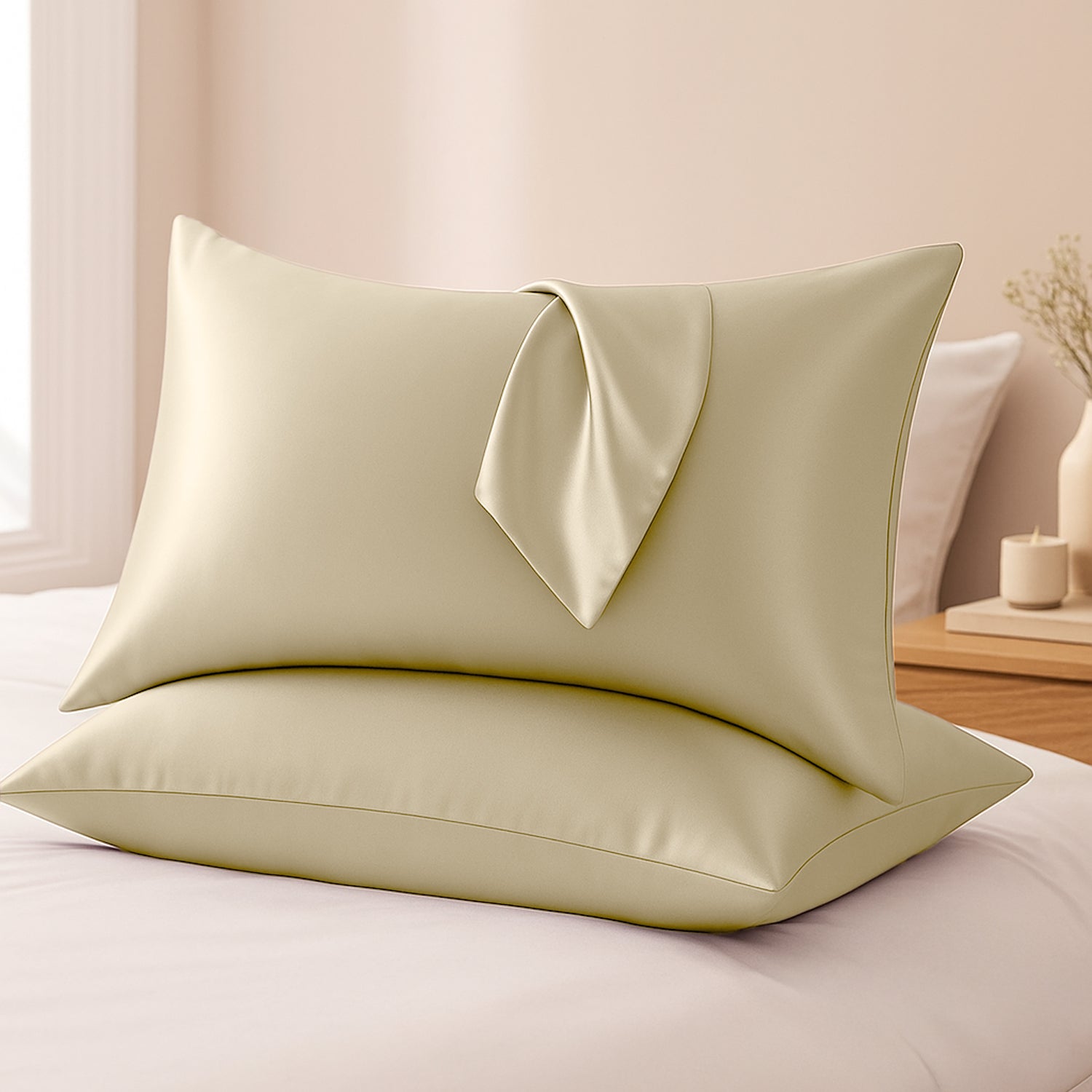 Satin Pillow Cover Beige
