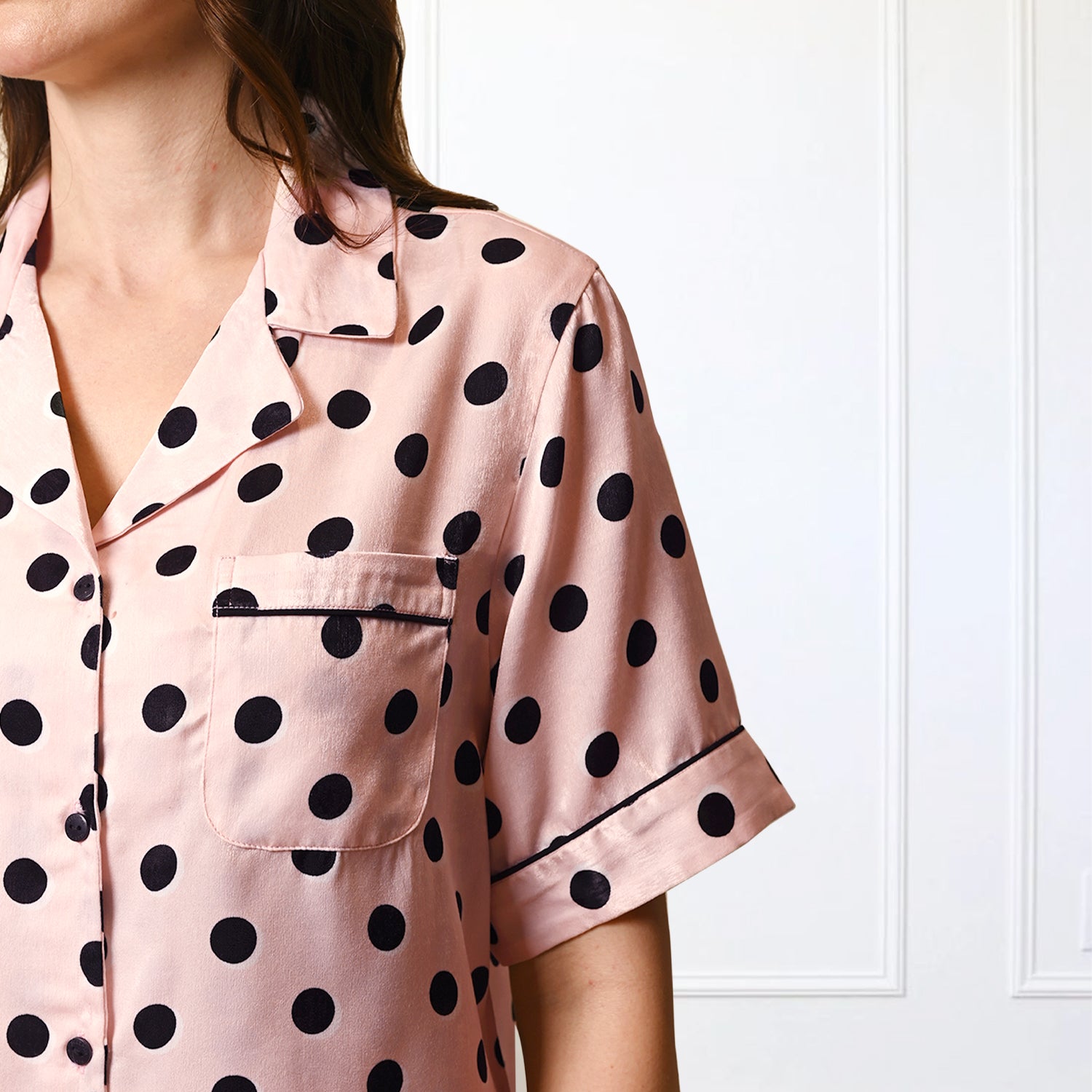 Blush Pink Polka Dot Satin