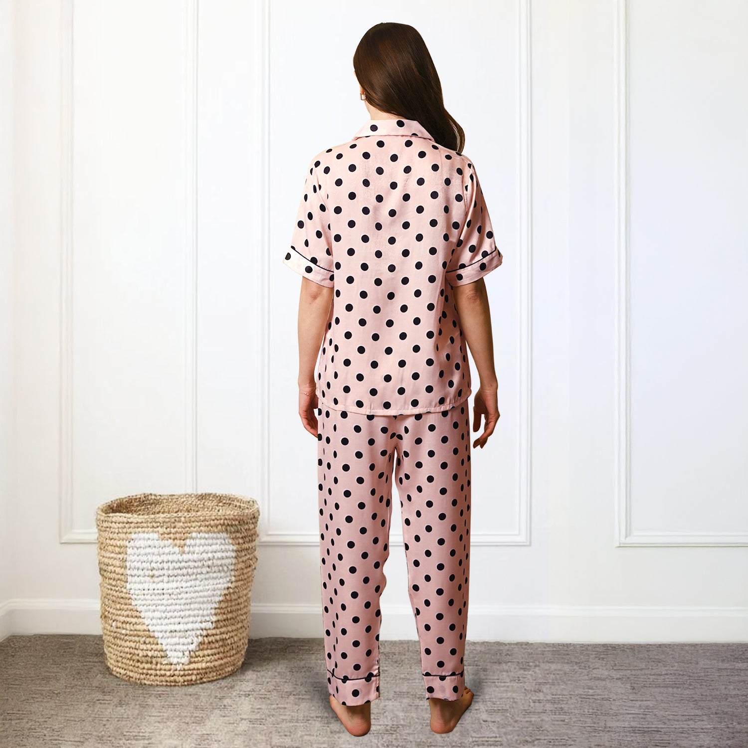 Blush Pink Polka Dot Satin
