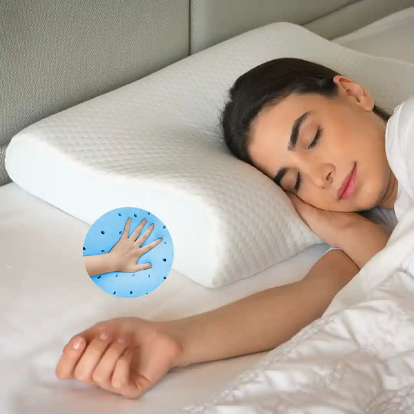 Ventilated Orthopedic Contour Memory Foam Pillow with Cooling Gel