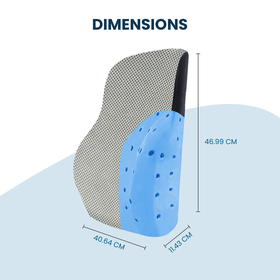 Ventilated Gel Lumbar Pillow for Breathable Back Support, Spine Alignment & Heat Control