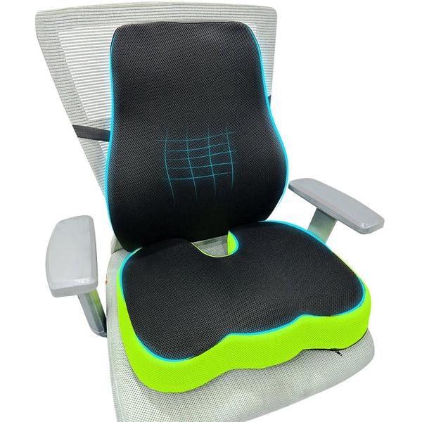 Lumbar Support & U-Shape Coccyx Cushion Combo for Back Pain Relief & Office Comfort