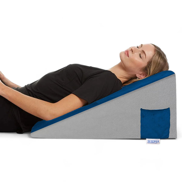 Memory Foam Bed Wedge Pillow for Acid Reflux, GERD Relief, Snoring Reduction & Back Support