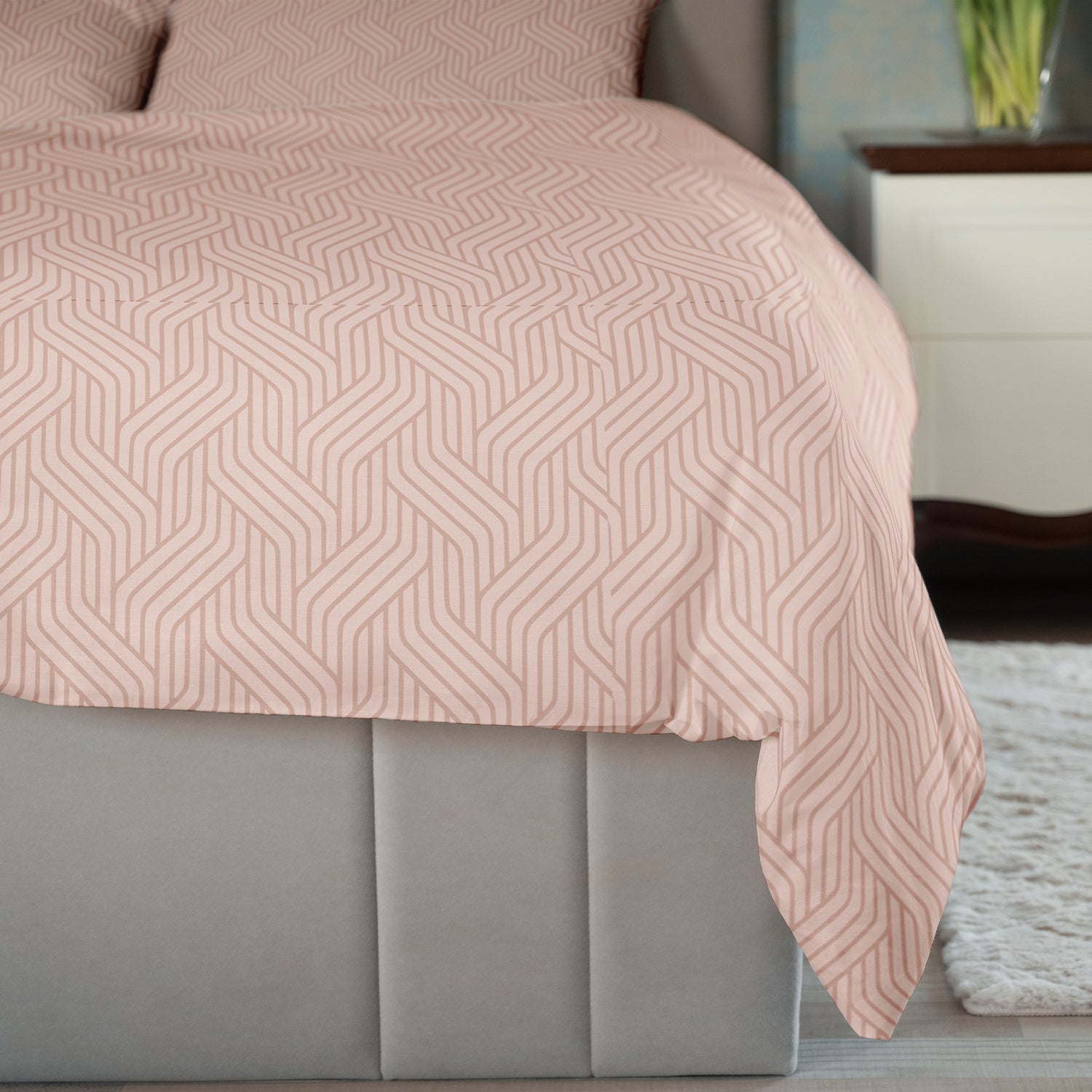 Champagne Waves, 100% Satin Double Bedsheet, 300 TC with 2 Pillow Cover | Queen Size Bedsheets