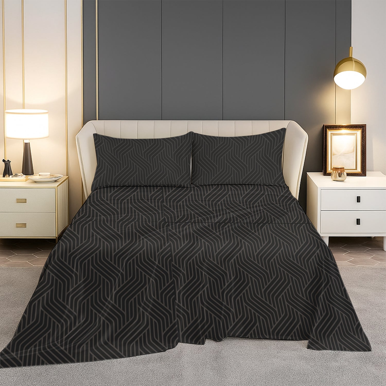 Cocoa Waves, 100% Satin Double Bedsheet, 300 TC with 2 Pillow Cover | Queen Size Bedsheets