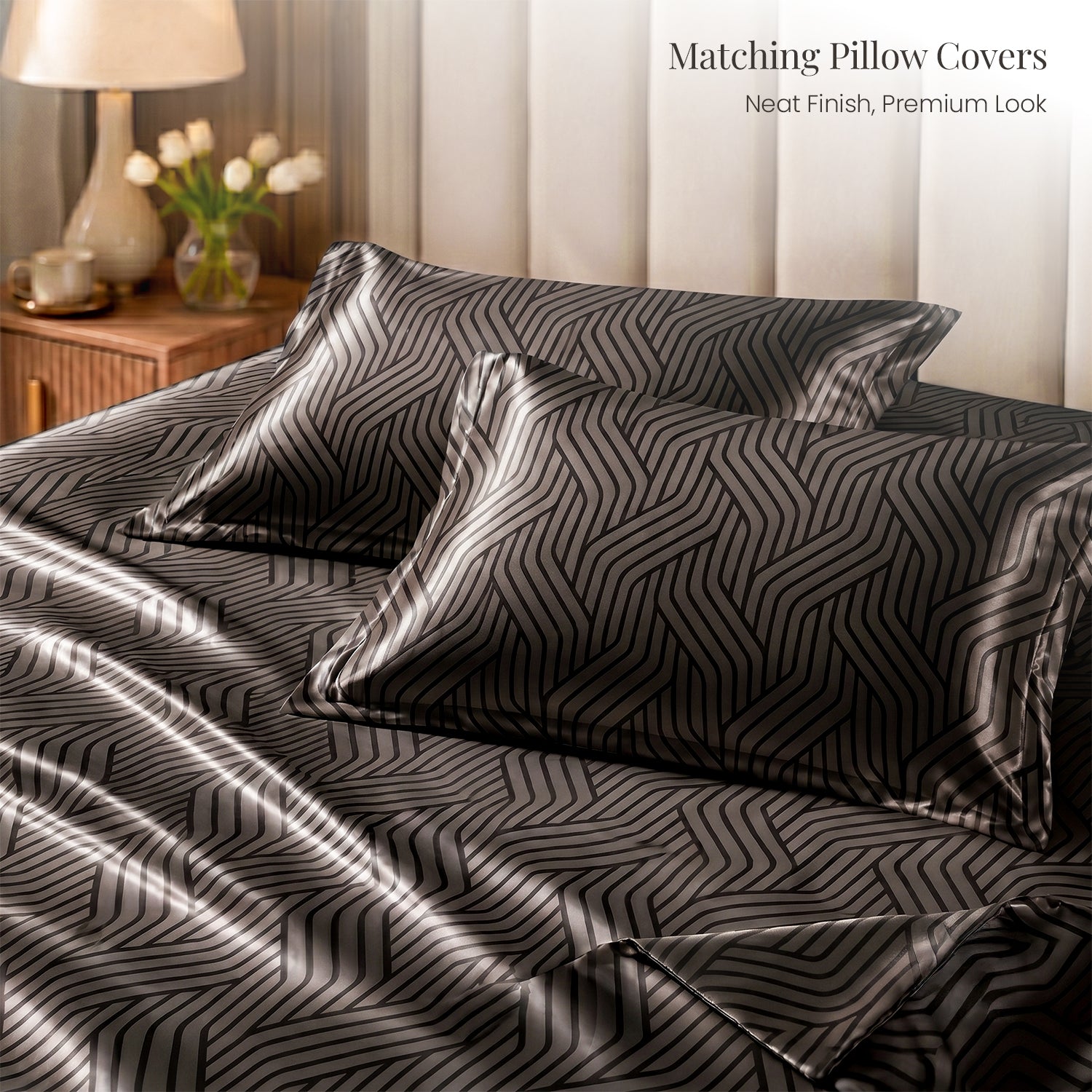 Cocoa Waves Satin Bedsheet