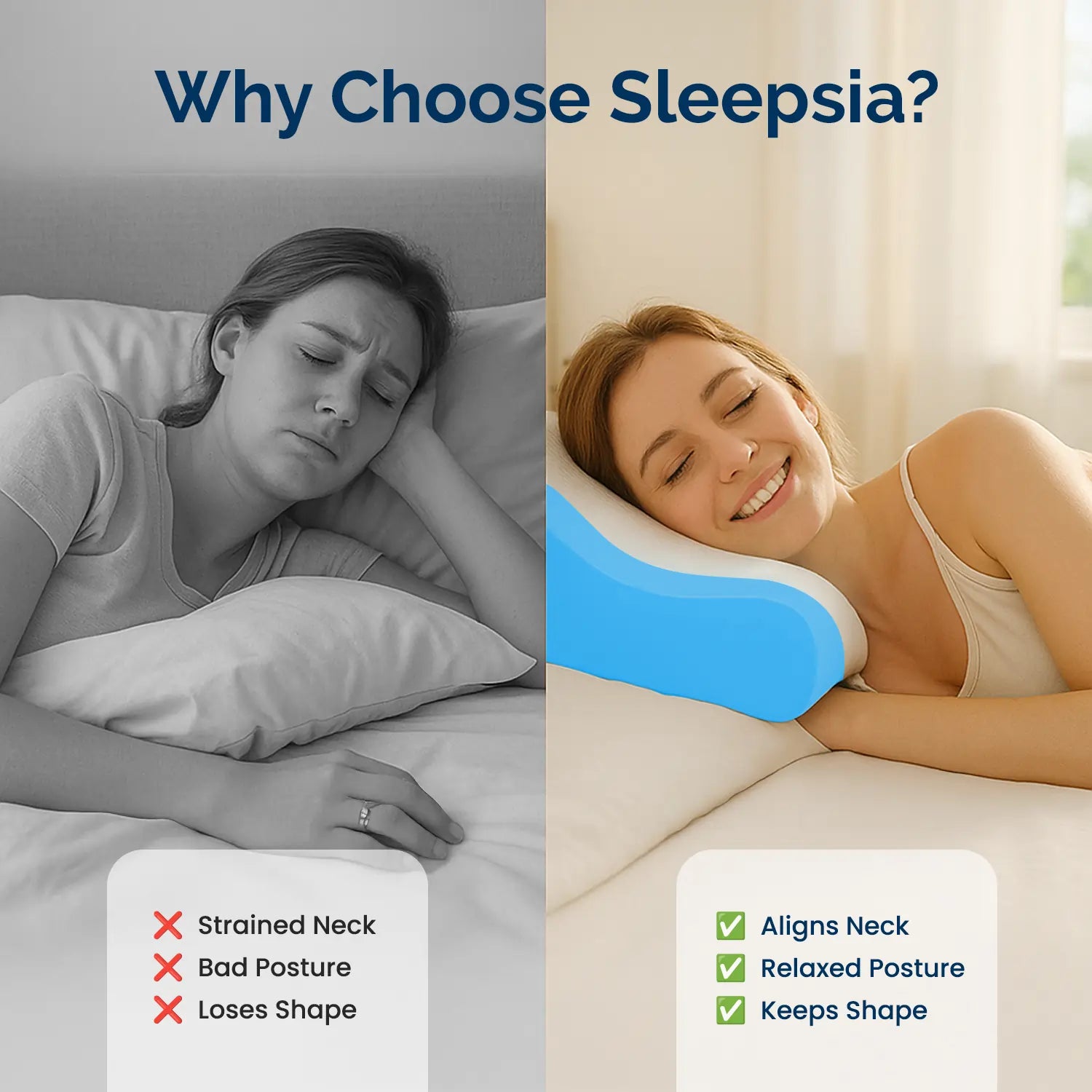 Contour Orthopedic Pillow with Memory Foam for Neck & Shoulder Pain
