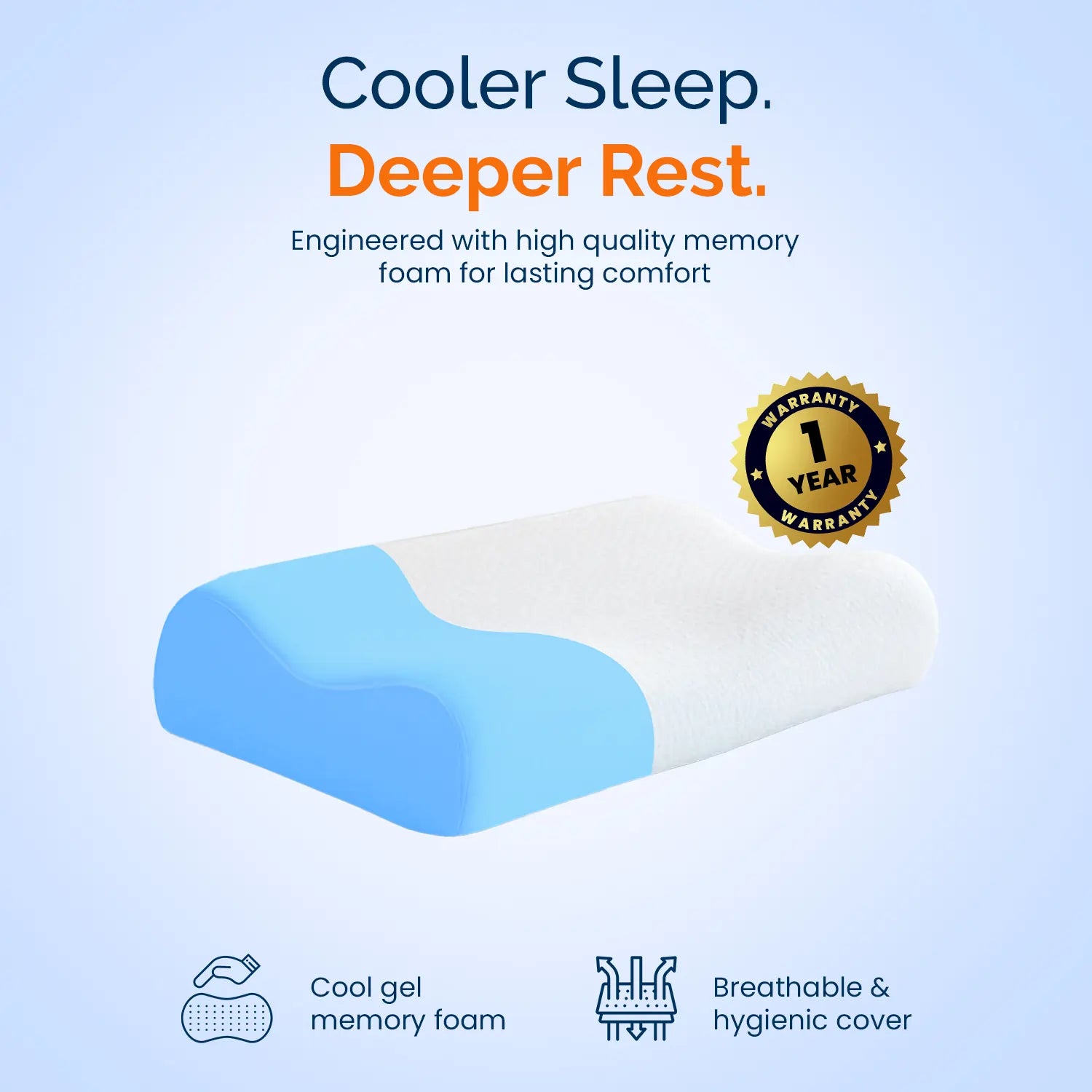 Contour Orthopedic Pillow with Memory Foam for Neck & Shoulder Pain