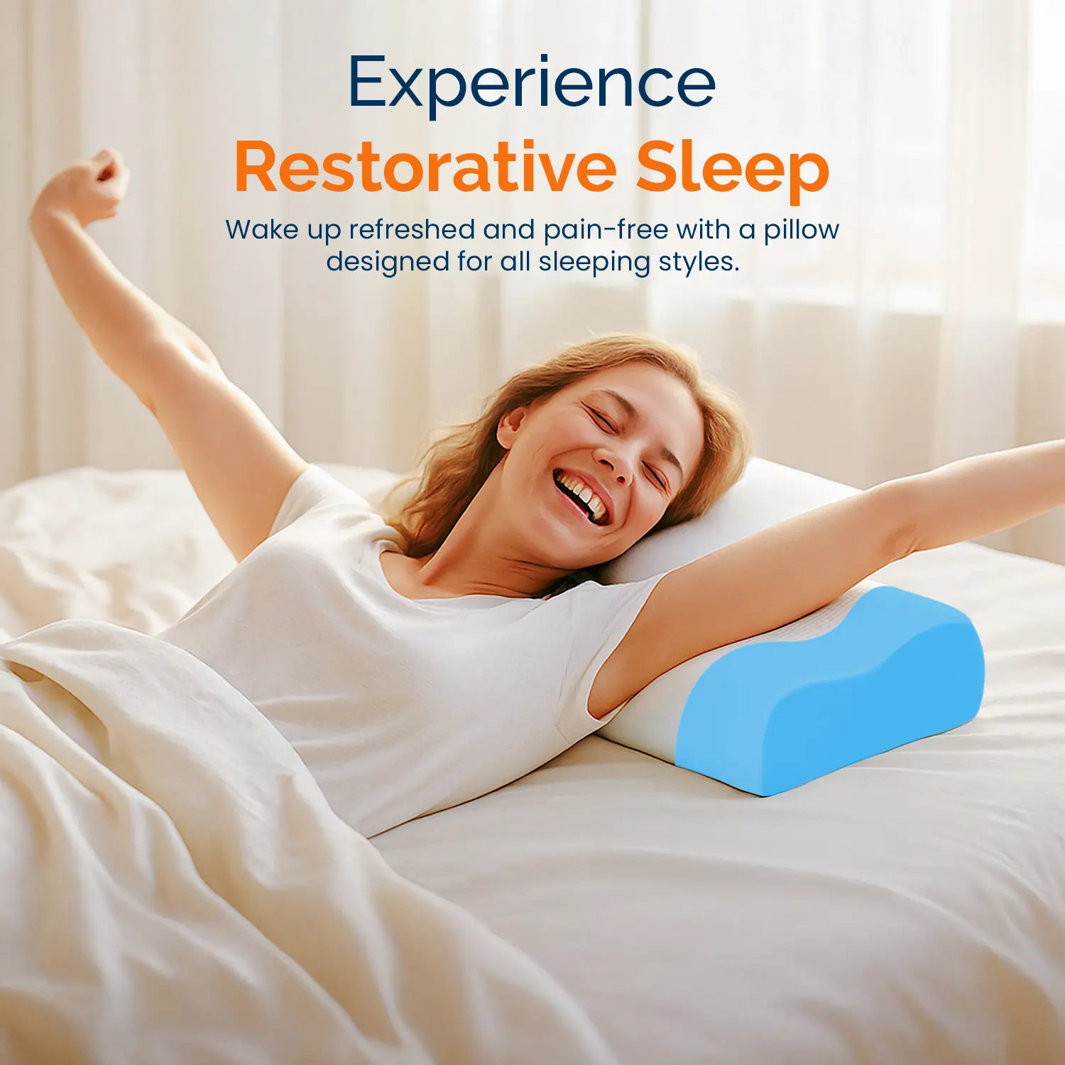 Contour Orthopedic Pillow with Memory Foam for Neck & Shoulder Pain