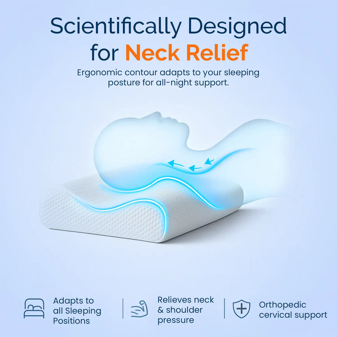 Contour Orthopedic Pillow with Memory Foam for Neck & Shoulder Pain