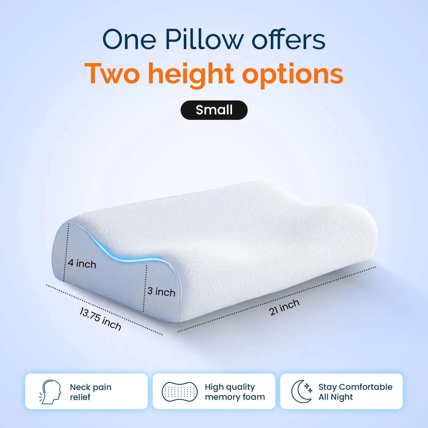 Contour Orthopedic Pillow with Memory Foam for Neck & Shoulder Pain