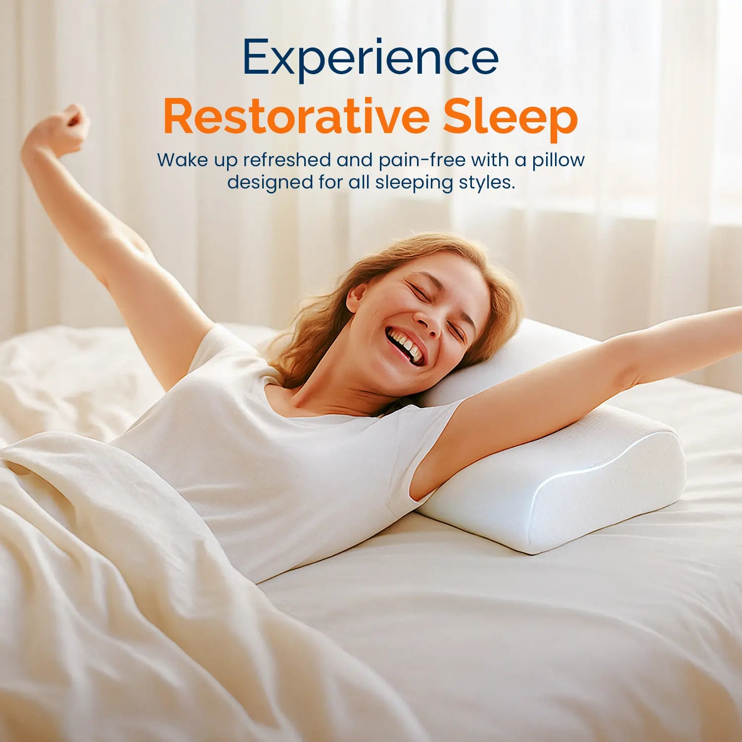 Contour Orthopedic Pillow with Memory Foam for Neck & Shoulder Pain