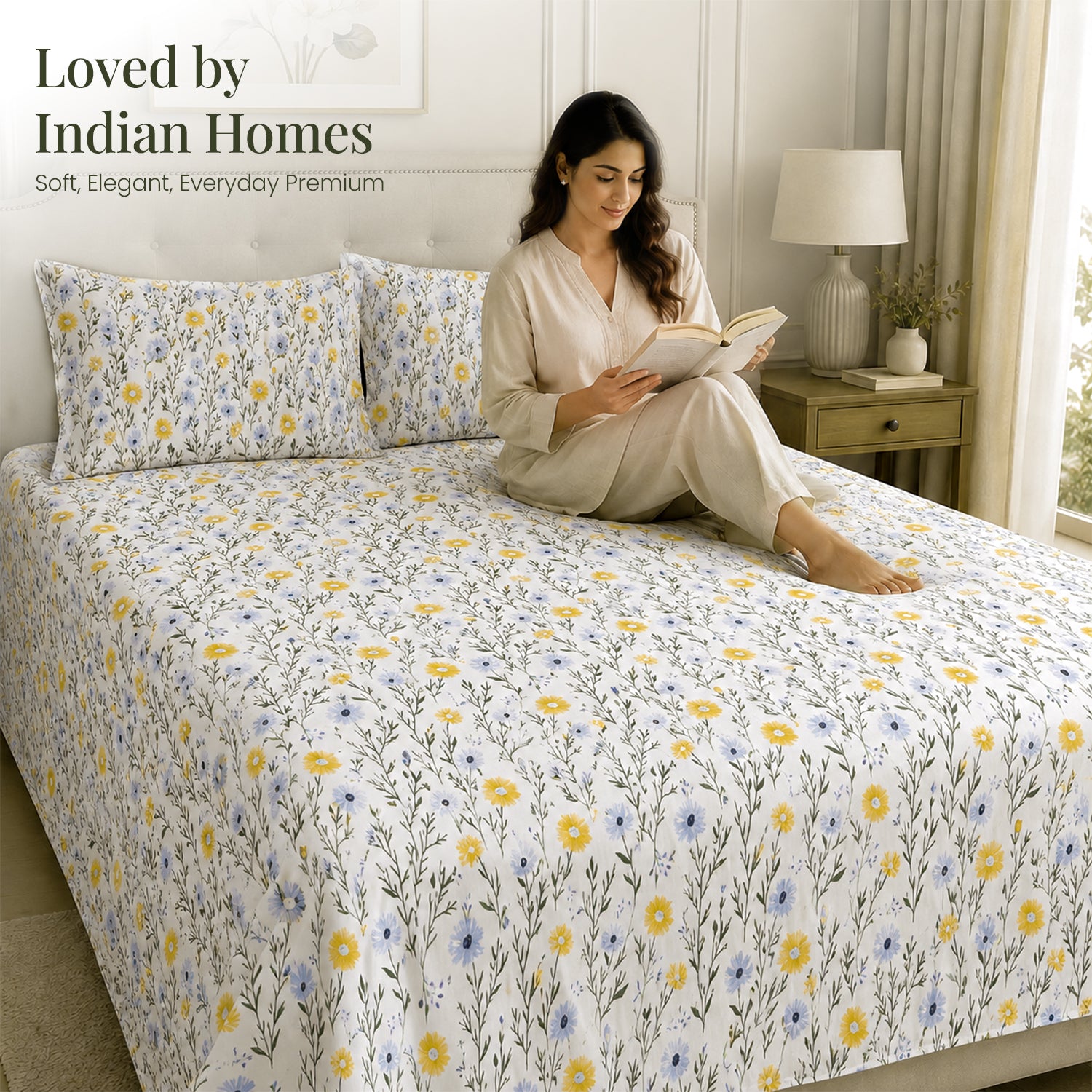 Ditsy Florals Cotton Double Bedsheet