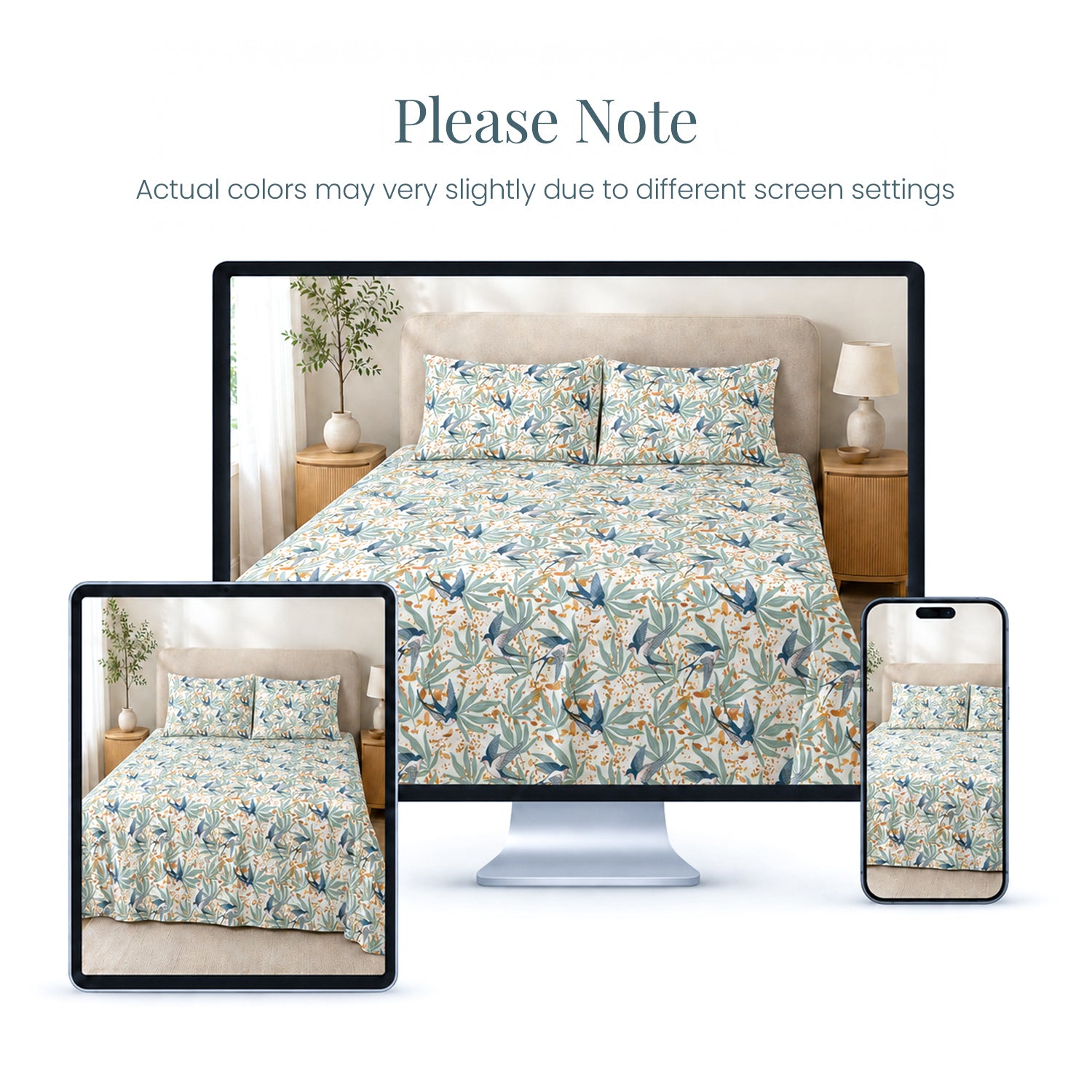 Fall Birds Flora Cotton Double Bedsheet