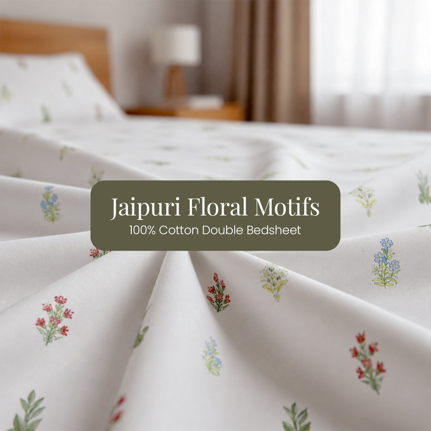 Jaipuri Floral Motifs Bedsheet
