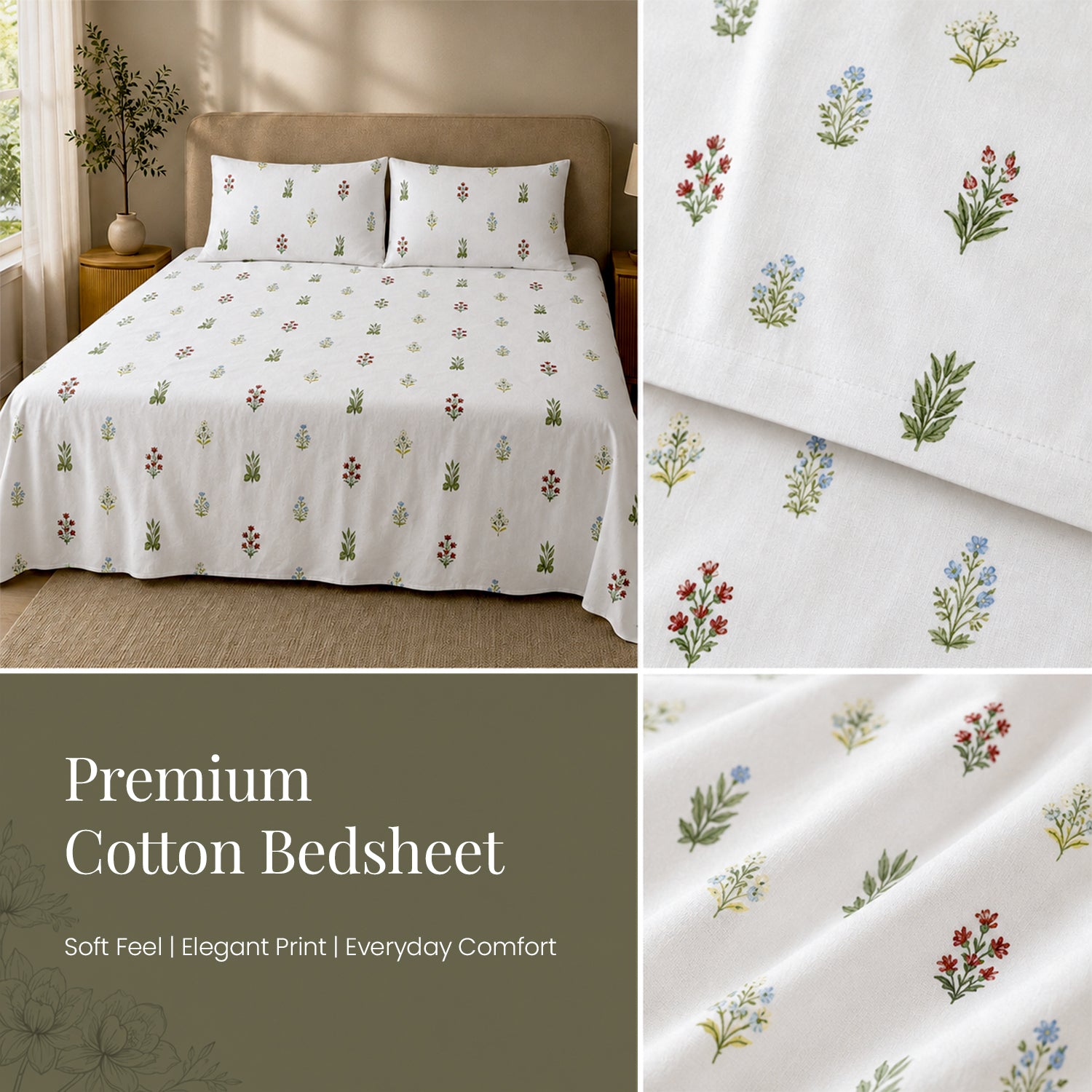 Jaipuri Floral Motifs Bedsheet