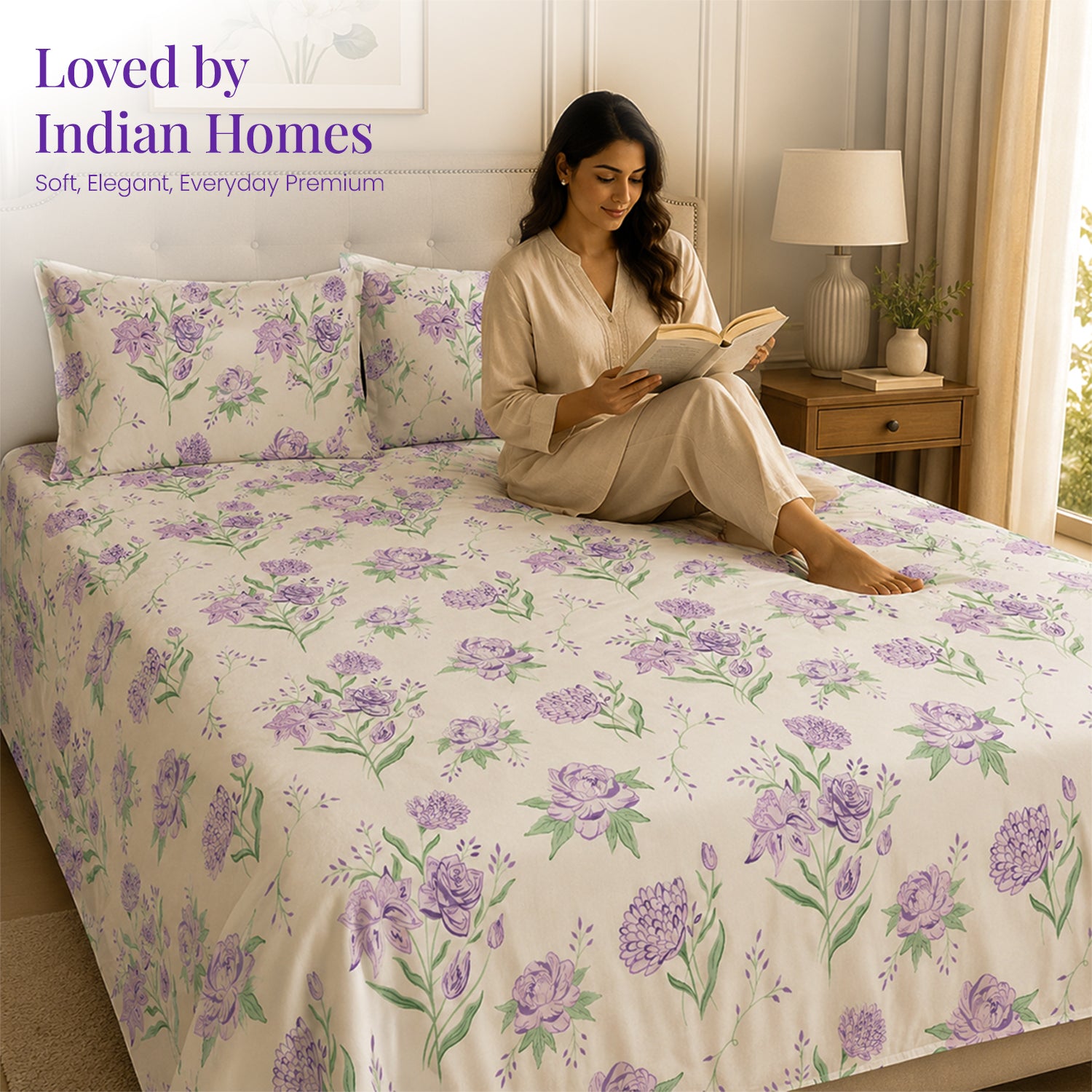 Lavender Primerose Cotton Bedsheet