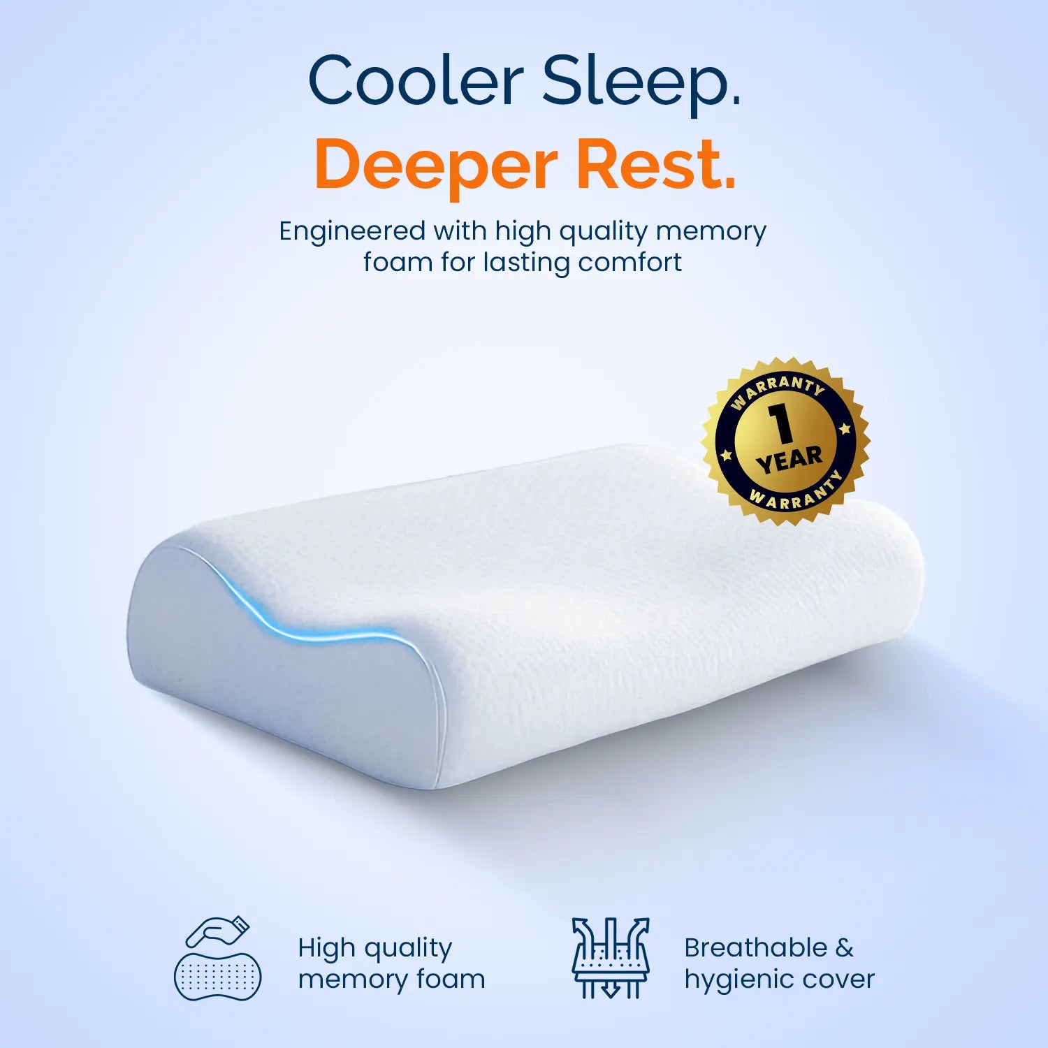 Contour Orthopedic Pillow with Memory Foam for Neck & Shoulder Pain
