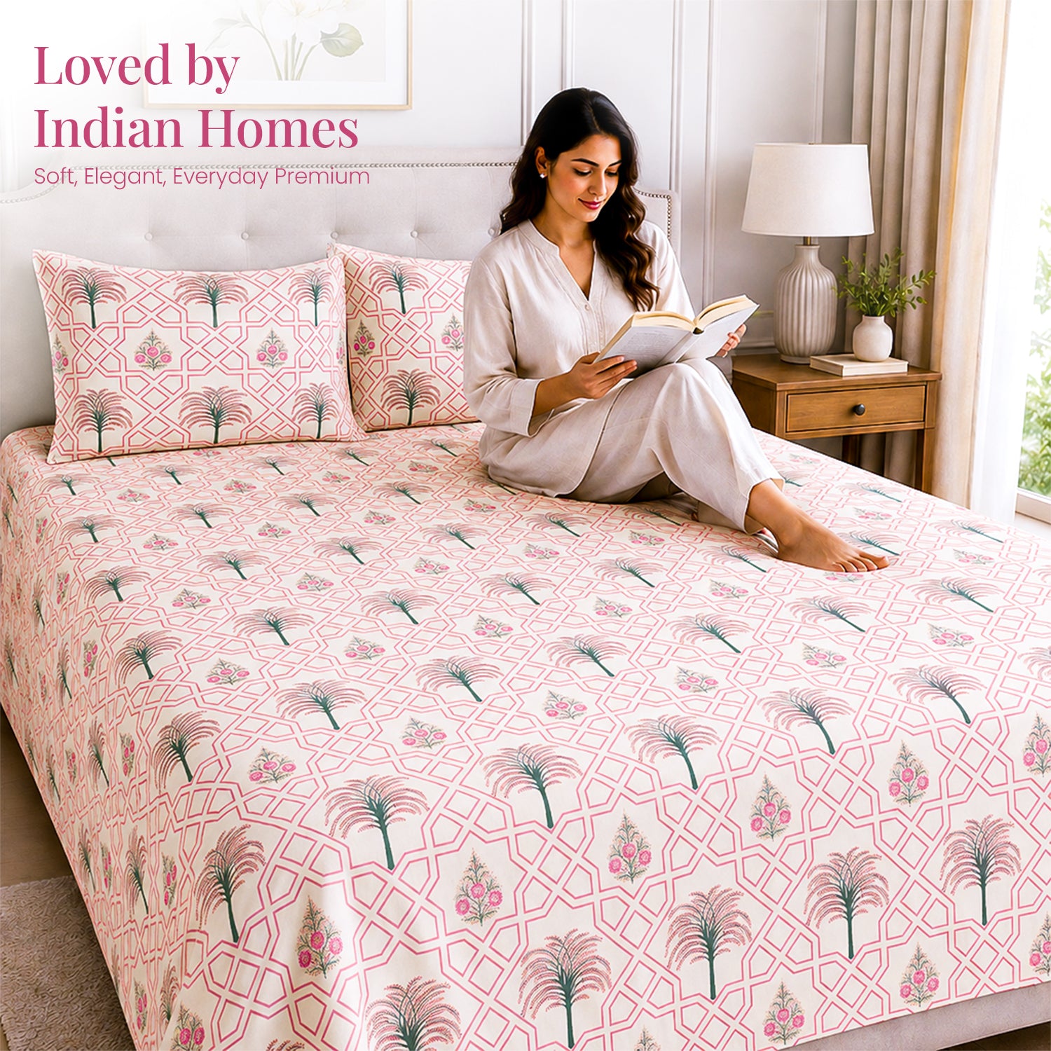 Palm Tree Jaipuri Maze Bedsheet